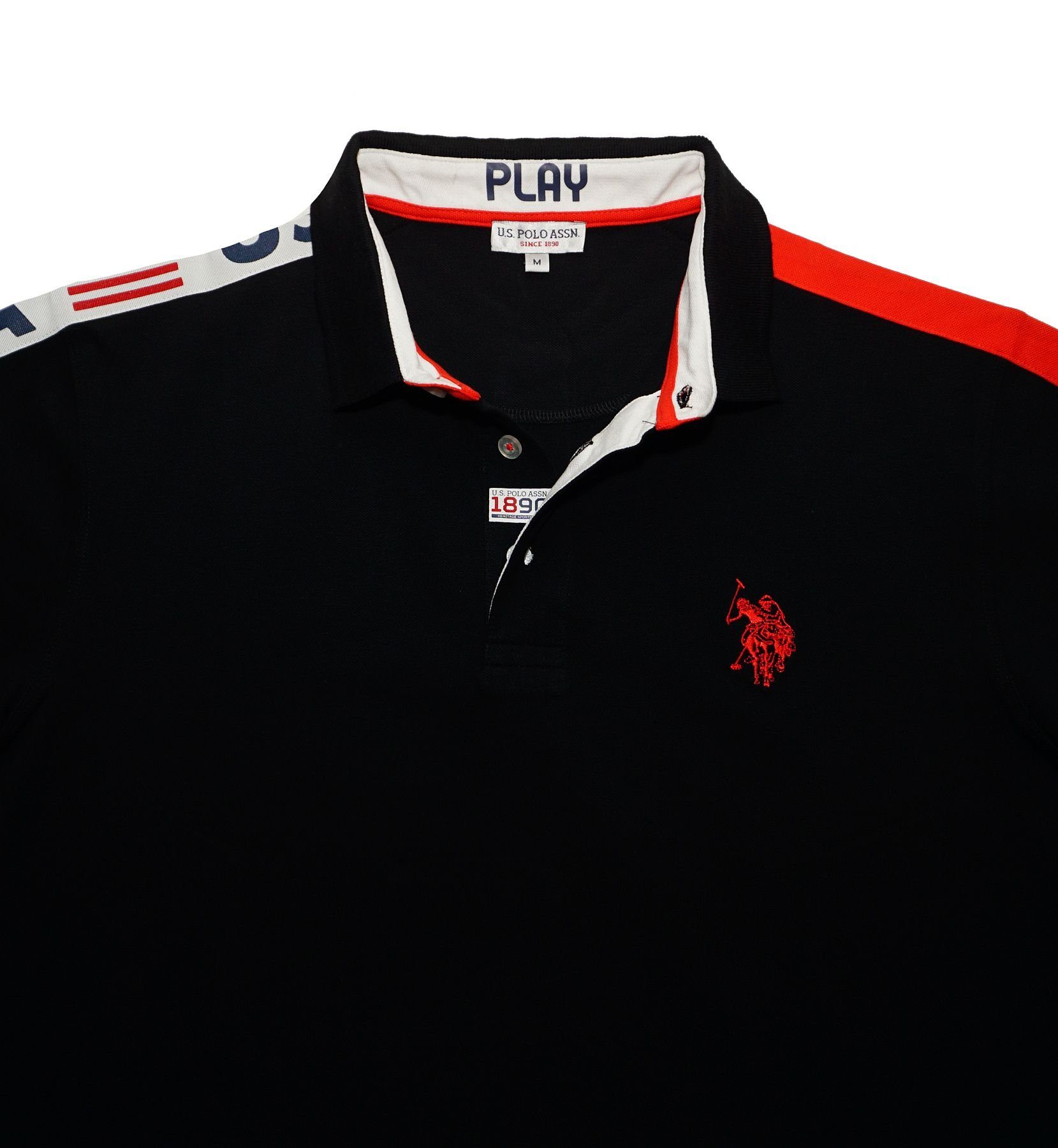 Play Polo Shirt Assn Poloshirt Poloshirt schwarz USA (1-tlg) U.S. Polohemd