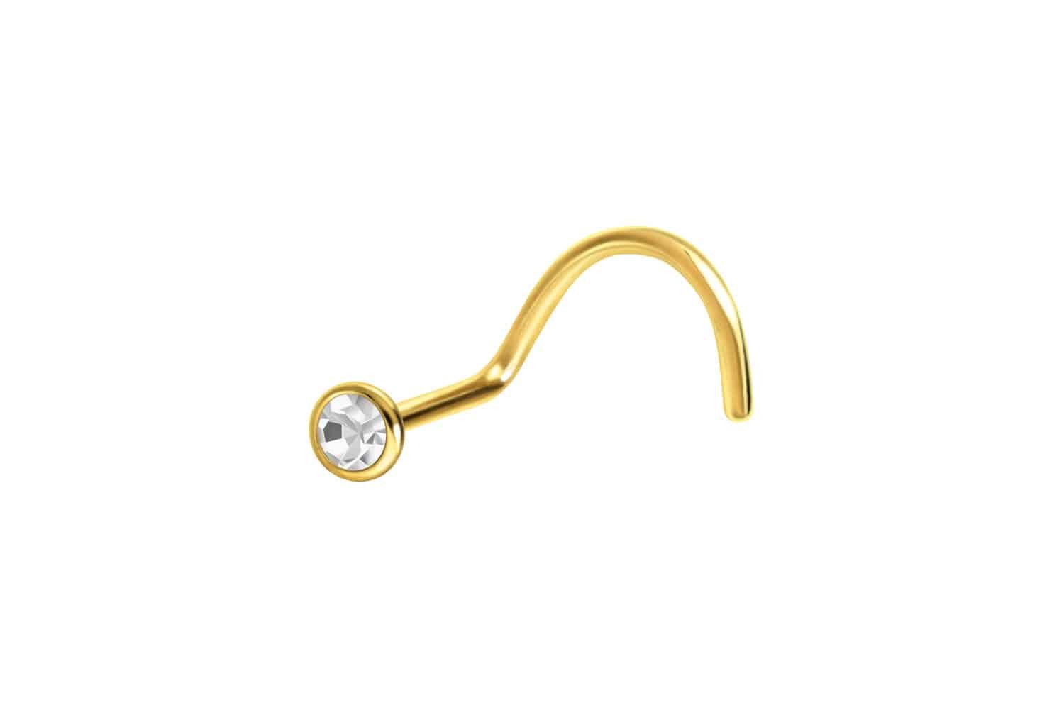 Nasenpiercing Titan Nasenstecker Spirale FLACHER KRISTALL