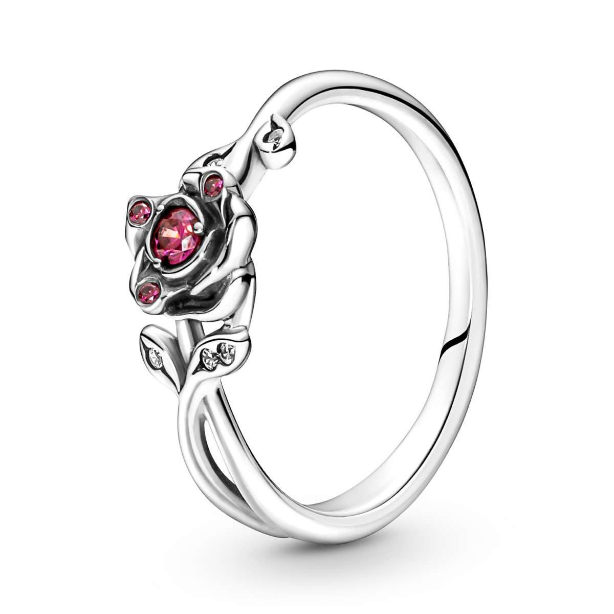 Pandora Silberring 190017C01, Damenring Disney Schöne und das Biest Rose
