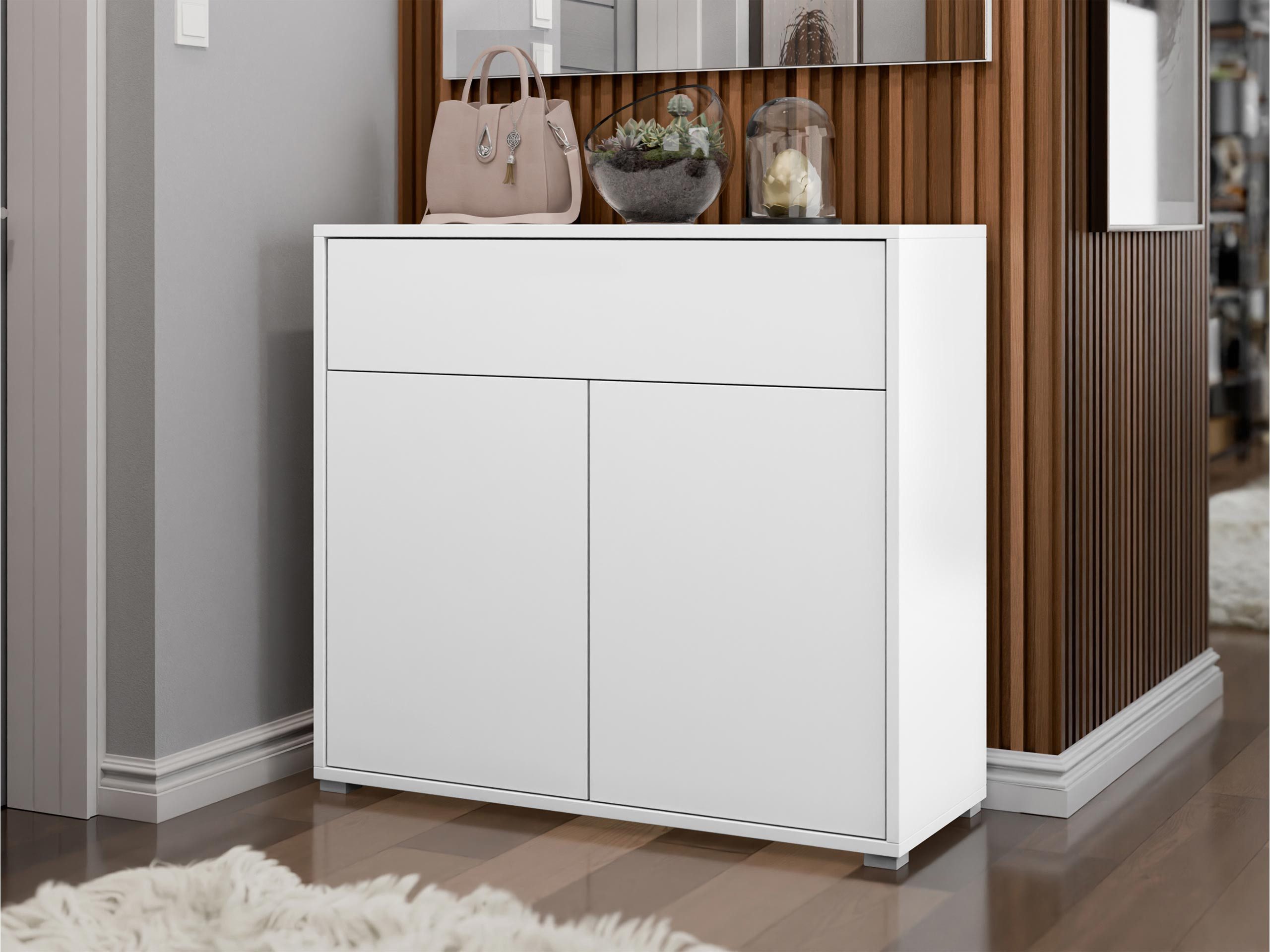 MIRJAN24 Kommode Gesita 2D1SZ (mit Schublade und zwei Drehtüren), Griffloses Öffnungssystem push to open, 100x40x93 cm