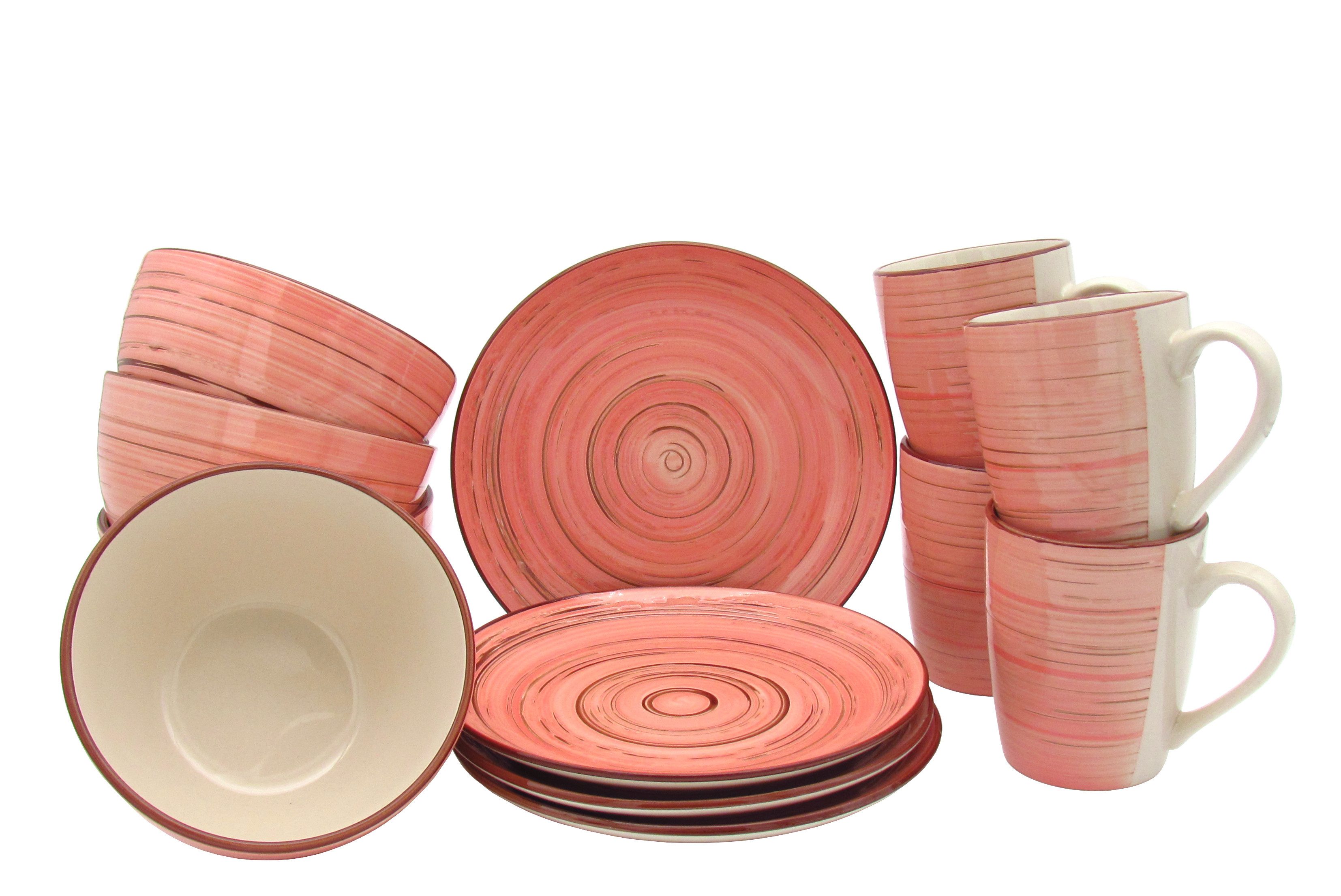 steinwohn Frühstücks-Geschirrset Keramik Frühstücks-Service 12-/18-teilig für 4 oder 6 Personen (12-tlg), Vintage Look, Spülmaschinen- & Mikrowellengeeignet