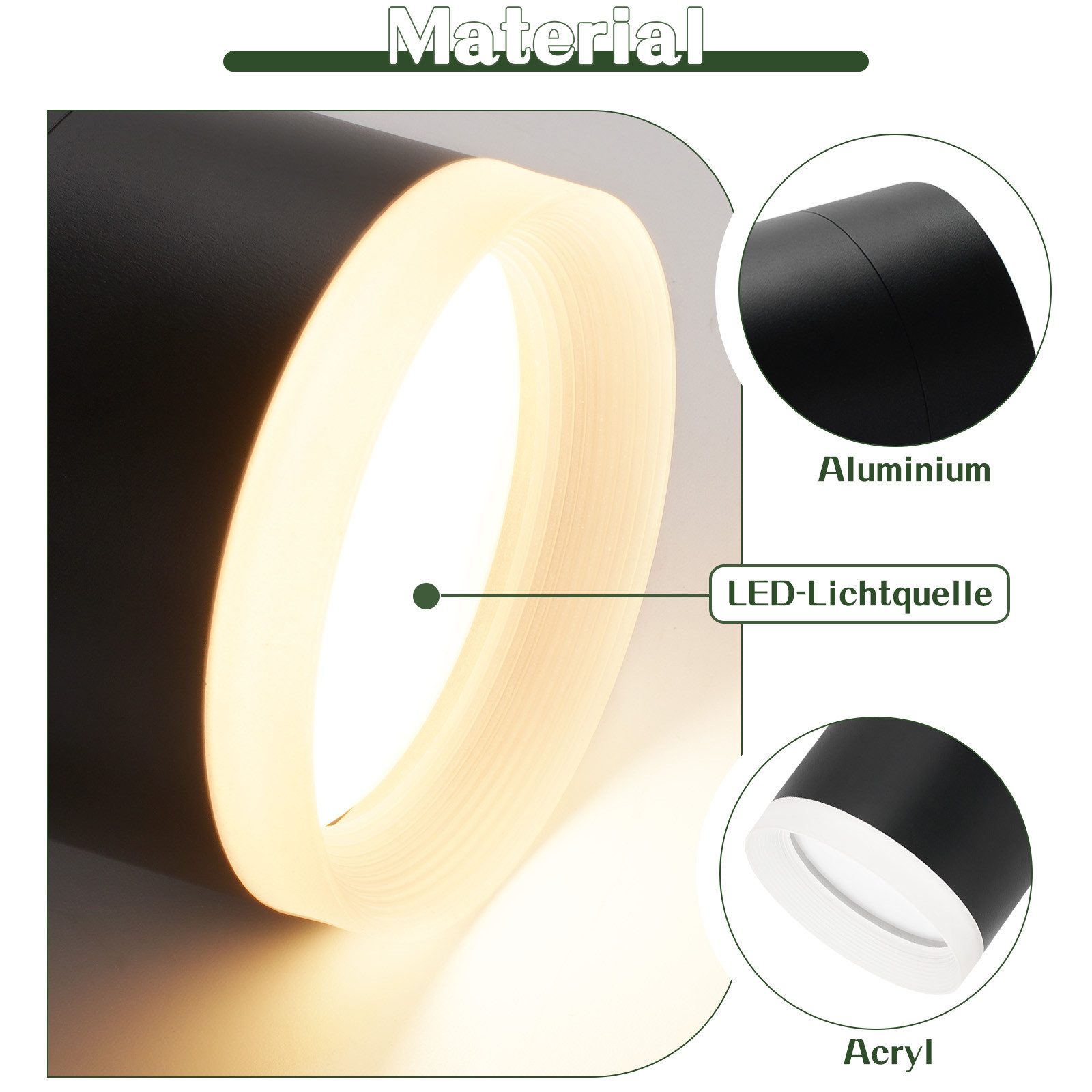 Faretto led da soffitto nero rotondo a plafone 5w bianco caldo_voghion.com