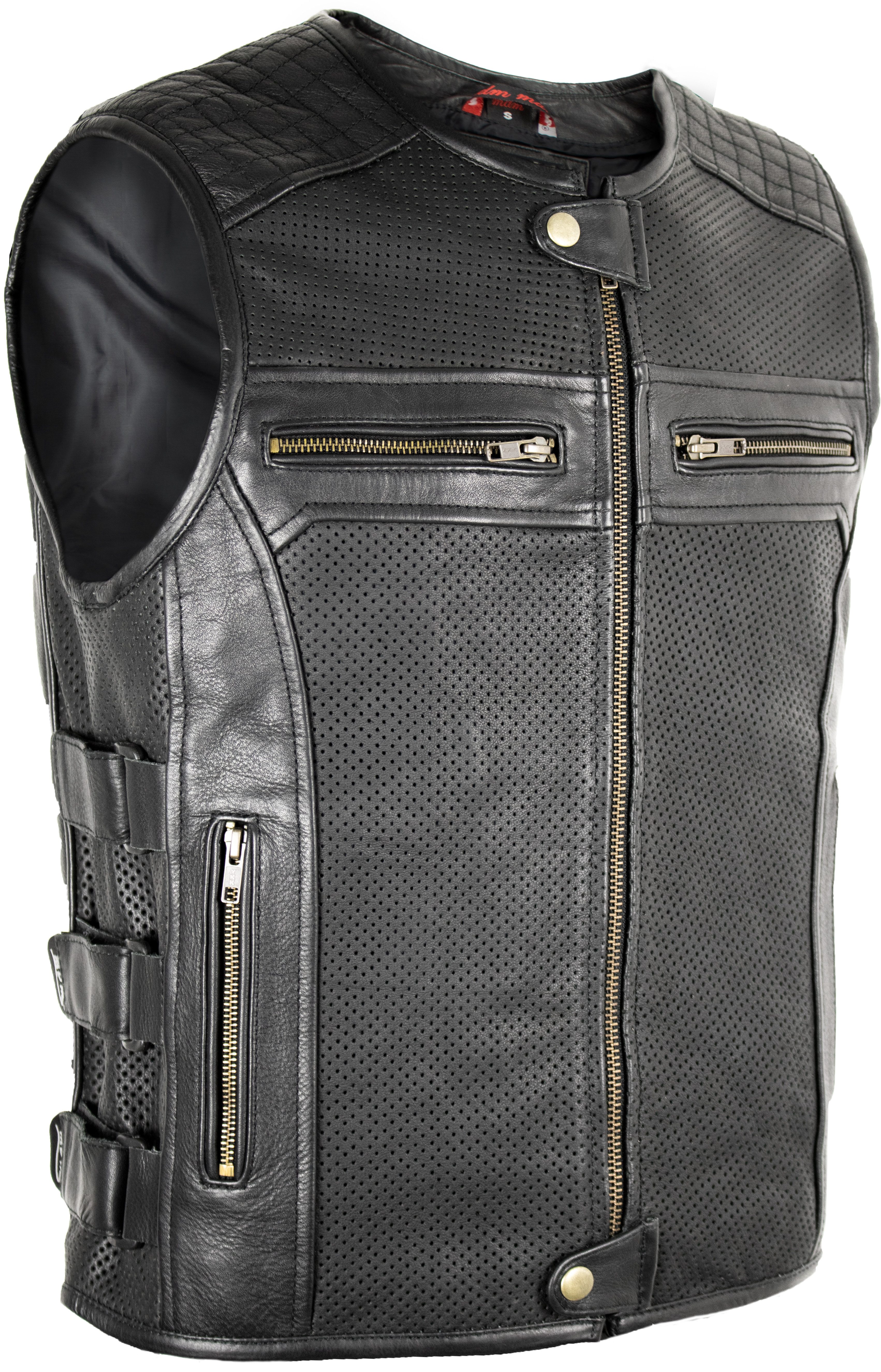 MDM Lederweste Herren Biker Lederweste Racing günstig online kaufen