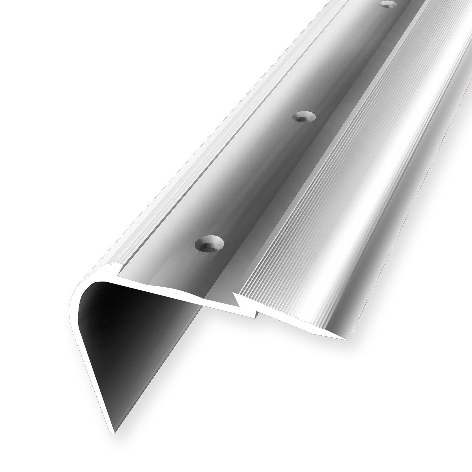 Küberit Treppenkantenprofil 49.7 x 64 x 2500 mm Winkelprofil Alu poliert Gebohrt Aluminium