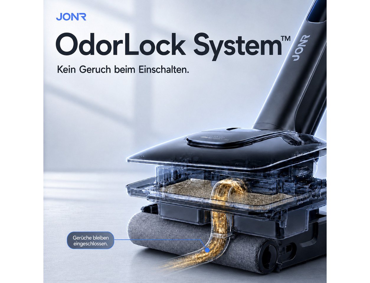 JONR Nass-Trocken-Akkusauger H2/H2 PRO,20000 Pa,Innovatives Geruchsfreies Design, 1500ml Wassertank, Unten Integrierter Schmutzwassertank, Saugwischer Smart 3 in 1/ Nass Trockensauger akku, Mit Intelligenter PTC-Heiztechnik, 180°-Flachreinigung