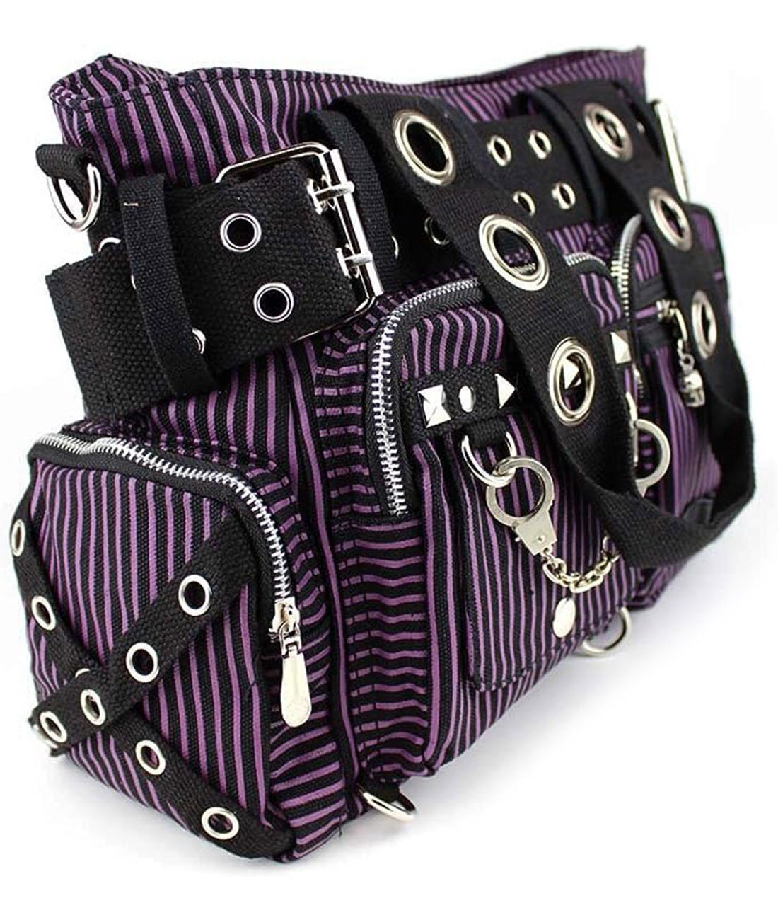 Banned Schultertasche Sweet Revenge Lila Gothic Nieten, Verstellbarer Schultergurt