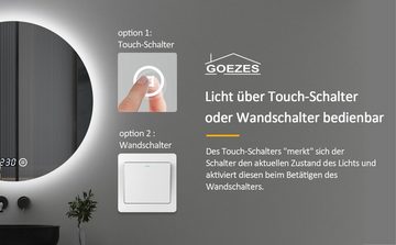 WDWRITTI Spiegel Rundspiegel LED 60cm Badspiegel Wandspiegel mit beleuchtung (3000/4500/6500K, Dimmbar, Speicherfunktion, Touch, Wandschalter), Energiesparend, IP44