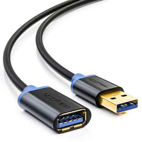 deleyCON deleyCON 3,0m USB3.0 Verlängerungskabel 5Gbit USB A-Stecker zu USB-Kabel