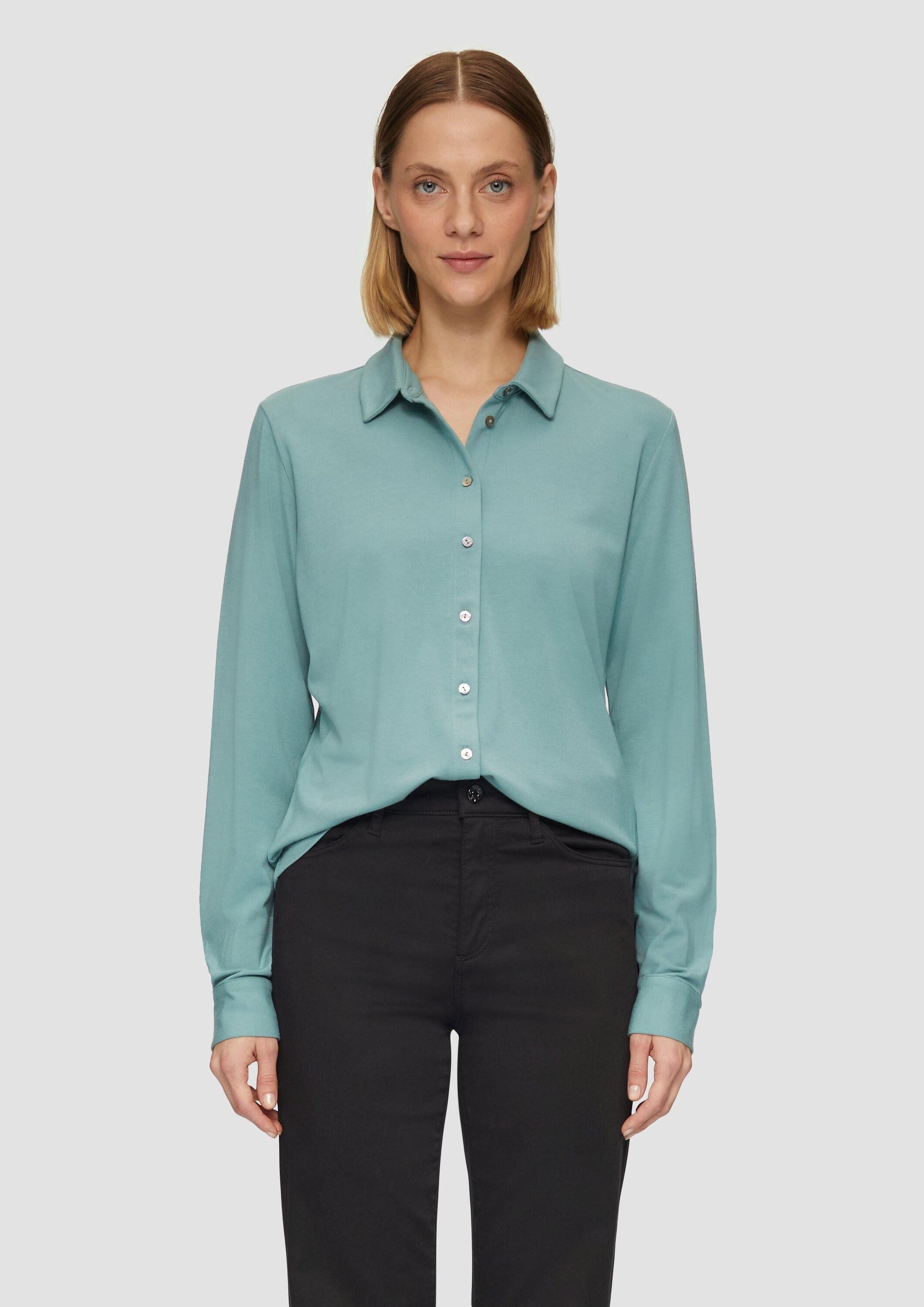 s.Oliver Langarmbluse T-Shirt Jersey-Bluse mit Hemdkragen und Knopfleiste günstig online kaufen