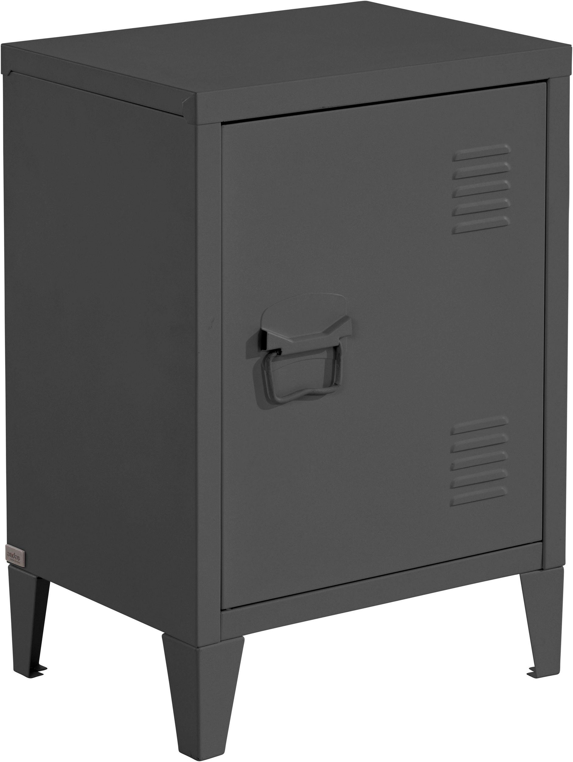 loft24 Nachtschrank Rachel Nachttisch aus Metall mit Tür, Retro Design