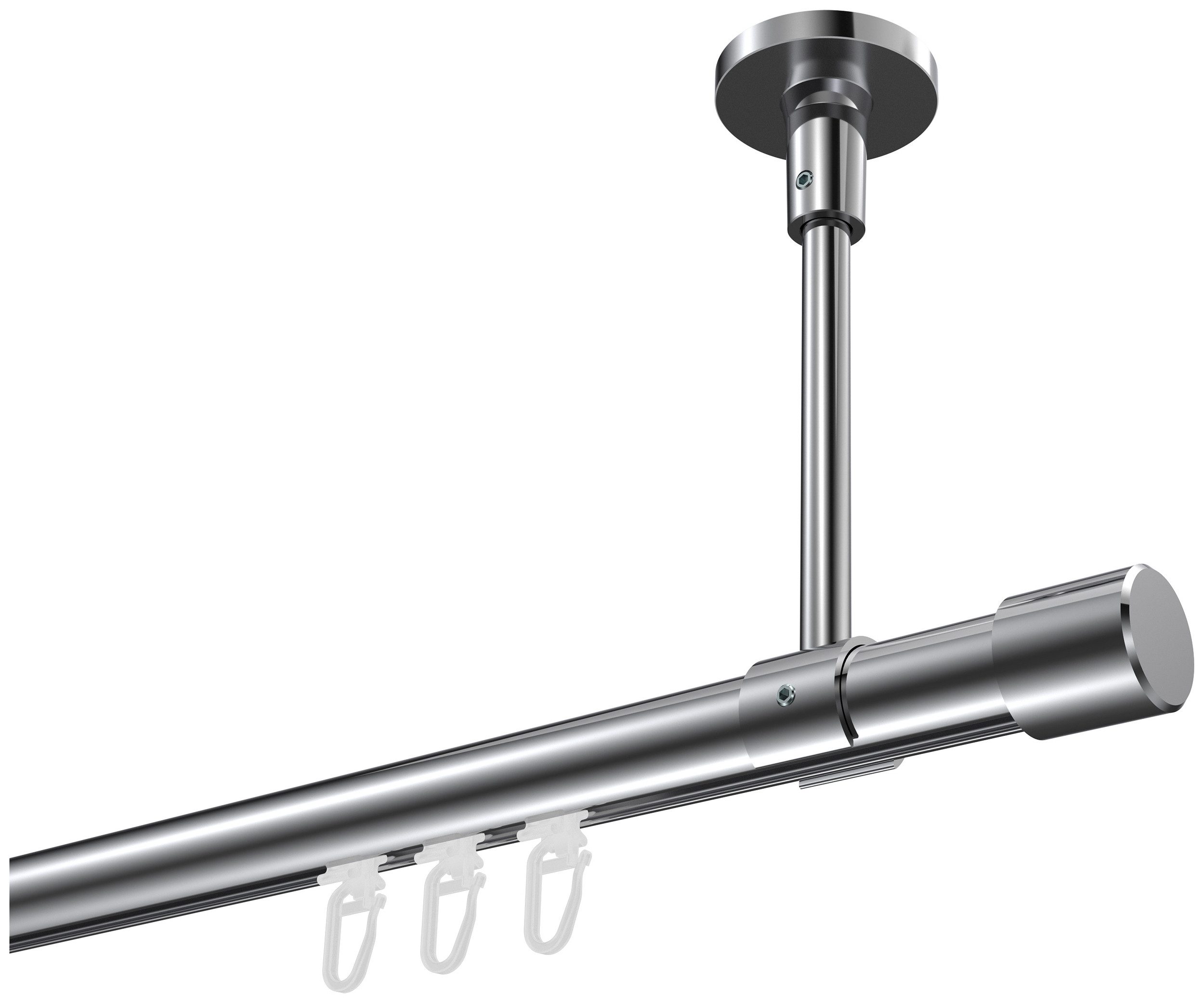 INTERDECO Innenlaufschiene Sonette Santo, Ø 20 mm, 1-läufig, Fixmaß, kürzbar, Deckenmontage, Aluminium, Chrom