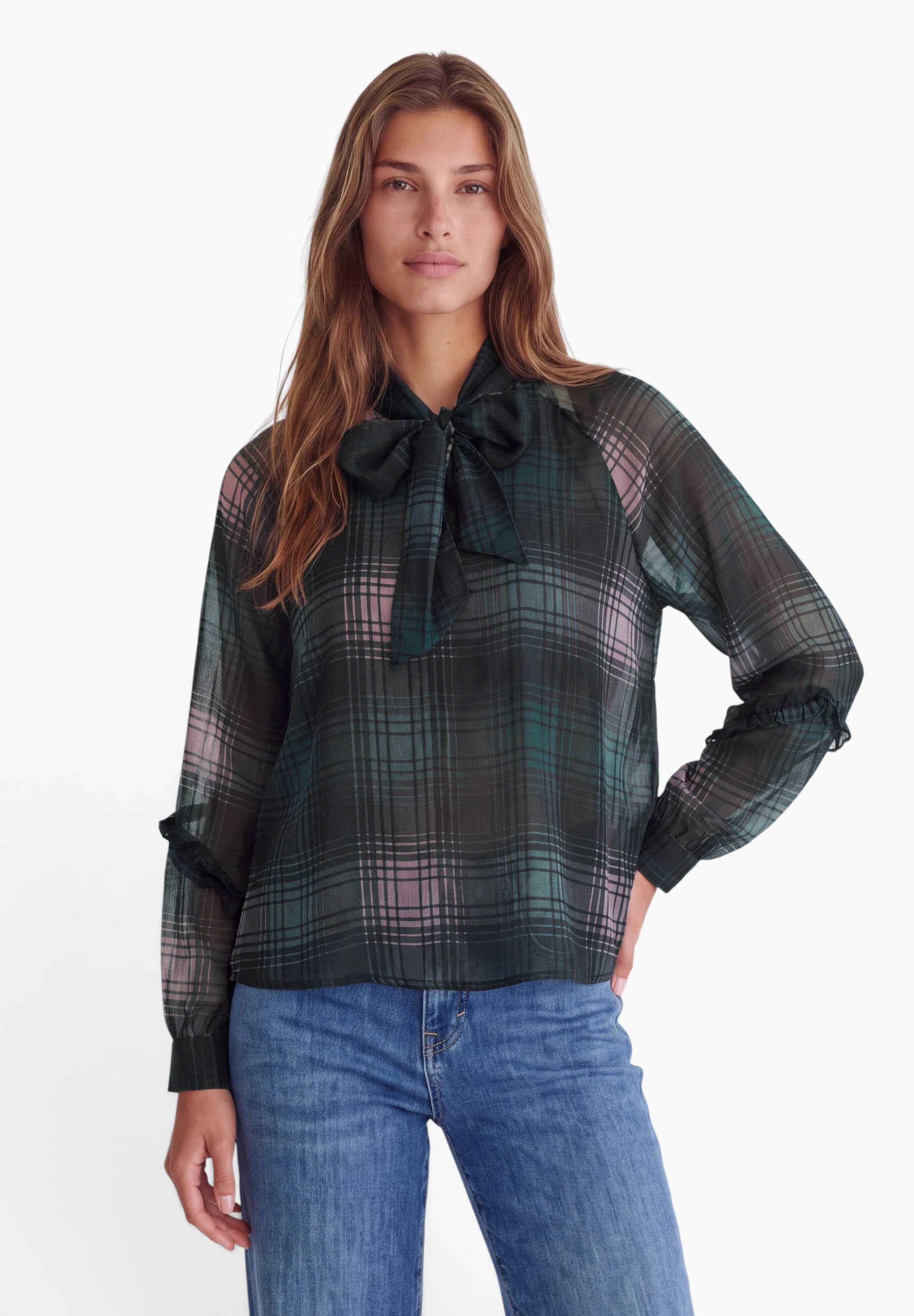 STREET ONE STUDIO Langarmbluse mit Chiffon-Layer