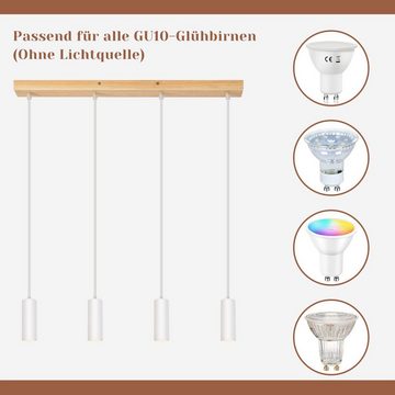 Nettlife Pendelleuchte 4 Flammig Esstisch Pendellampe GU10 Weiß/Schwarz Hängend Hängeleuchte, Höhenverstellbar, LED wechselbar, für Esstisch Küche Wohnzimmer