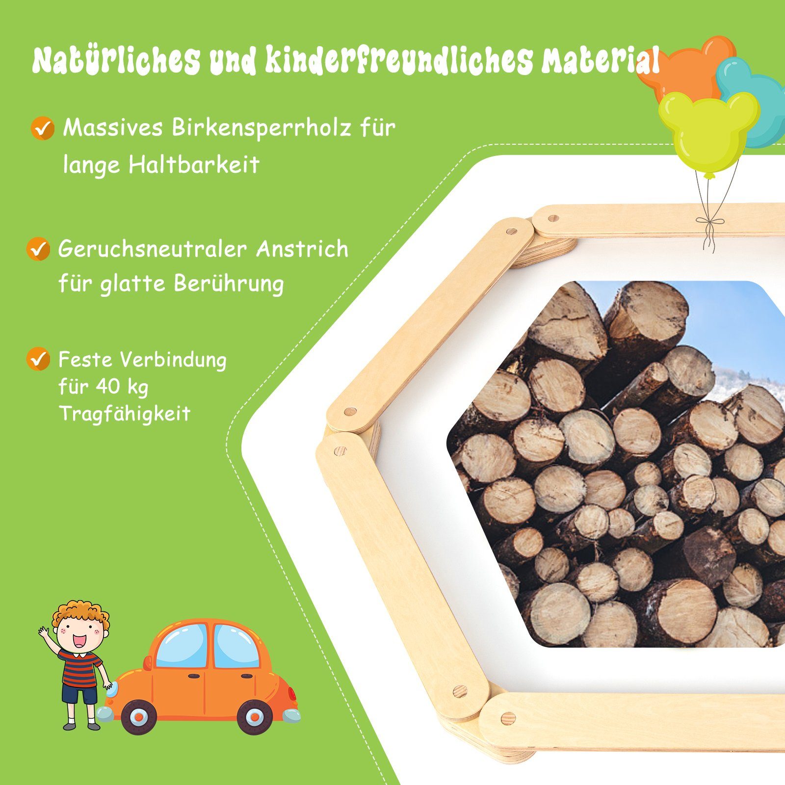 COSTWAY Balanceboard 12 tlg. Balancierbalken, frei kombinierbar, aus Holz