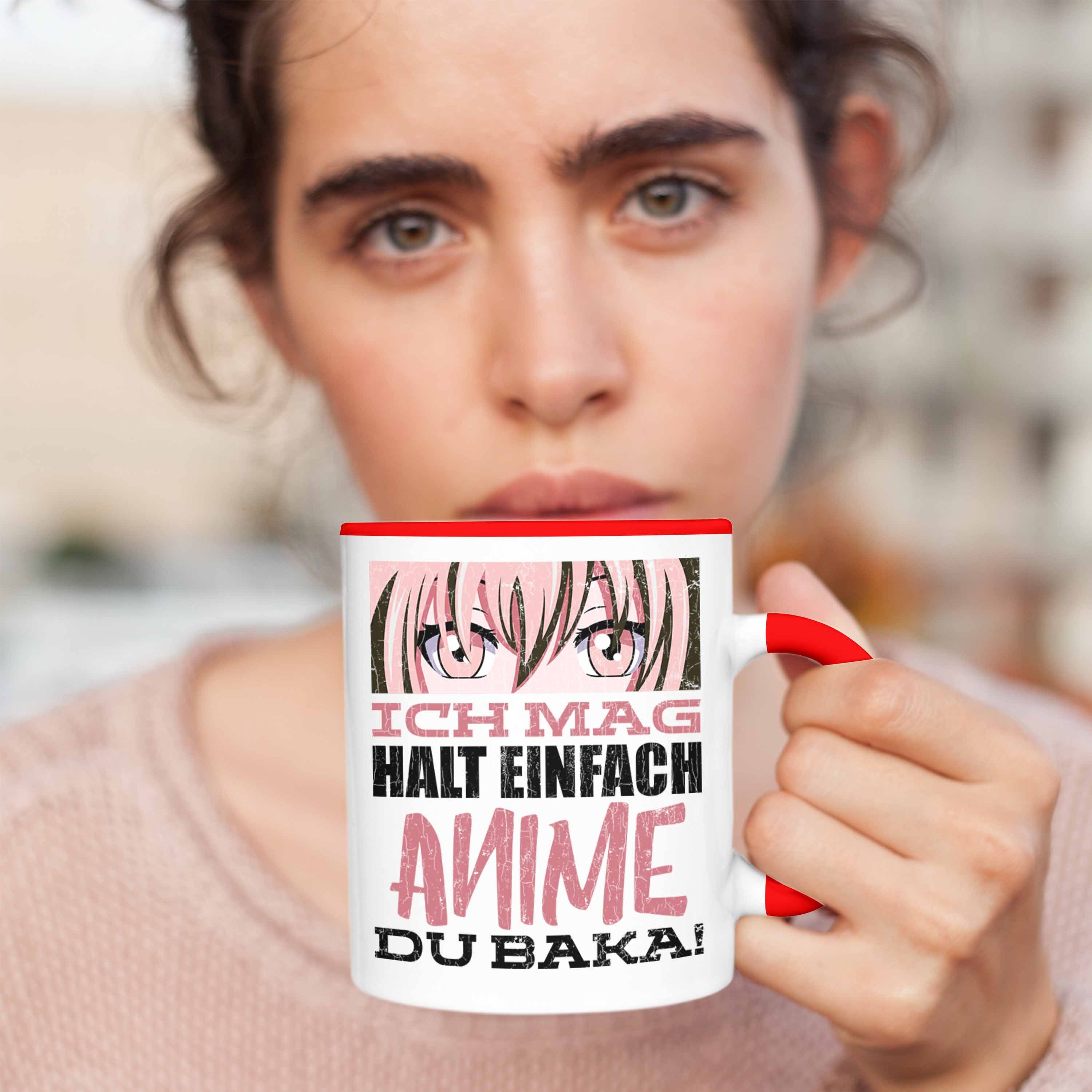Trendation Tasse Trendation - Spruch Anime Kaffeetasse Baka Tasse Geschenk Rot Du Anme Fan Geschenke Deko