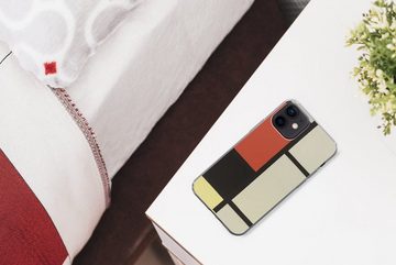 MuchoWow Handyhülle Komposition mit rotem Quadrat, schwarz, blau - Piet Mondrian, Handyhülle Apple iPhone 12, Smartphone-Bumper, Print, Handy