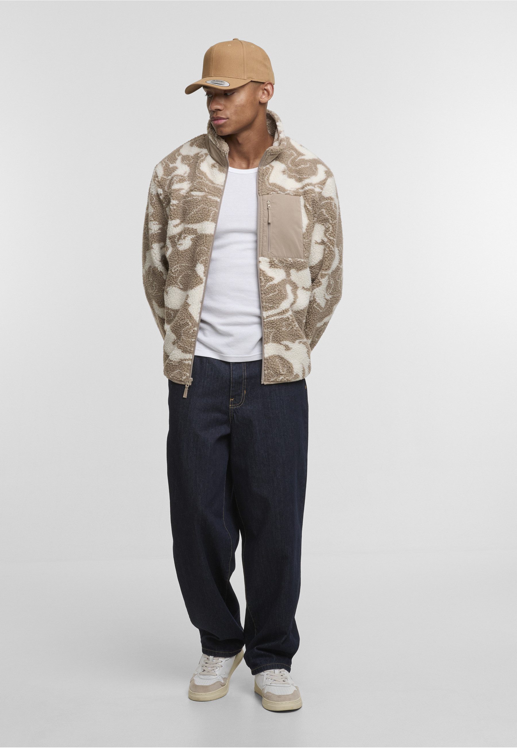 URBAN CLASSICS Allwetterjacke Urban Classics Pattern Teddy Trackjacket (1-St)