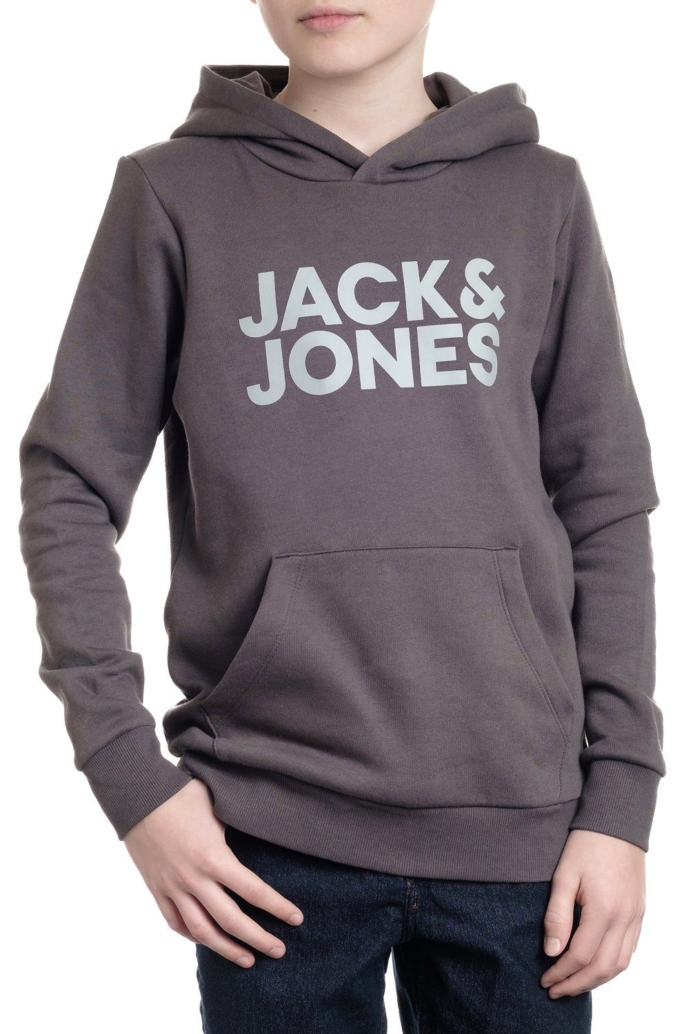 Kapuzenpullover Jones Asphalt-Grey & Unifarbe Junior Jack