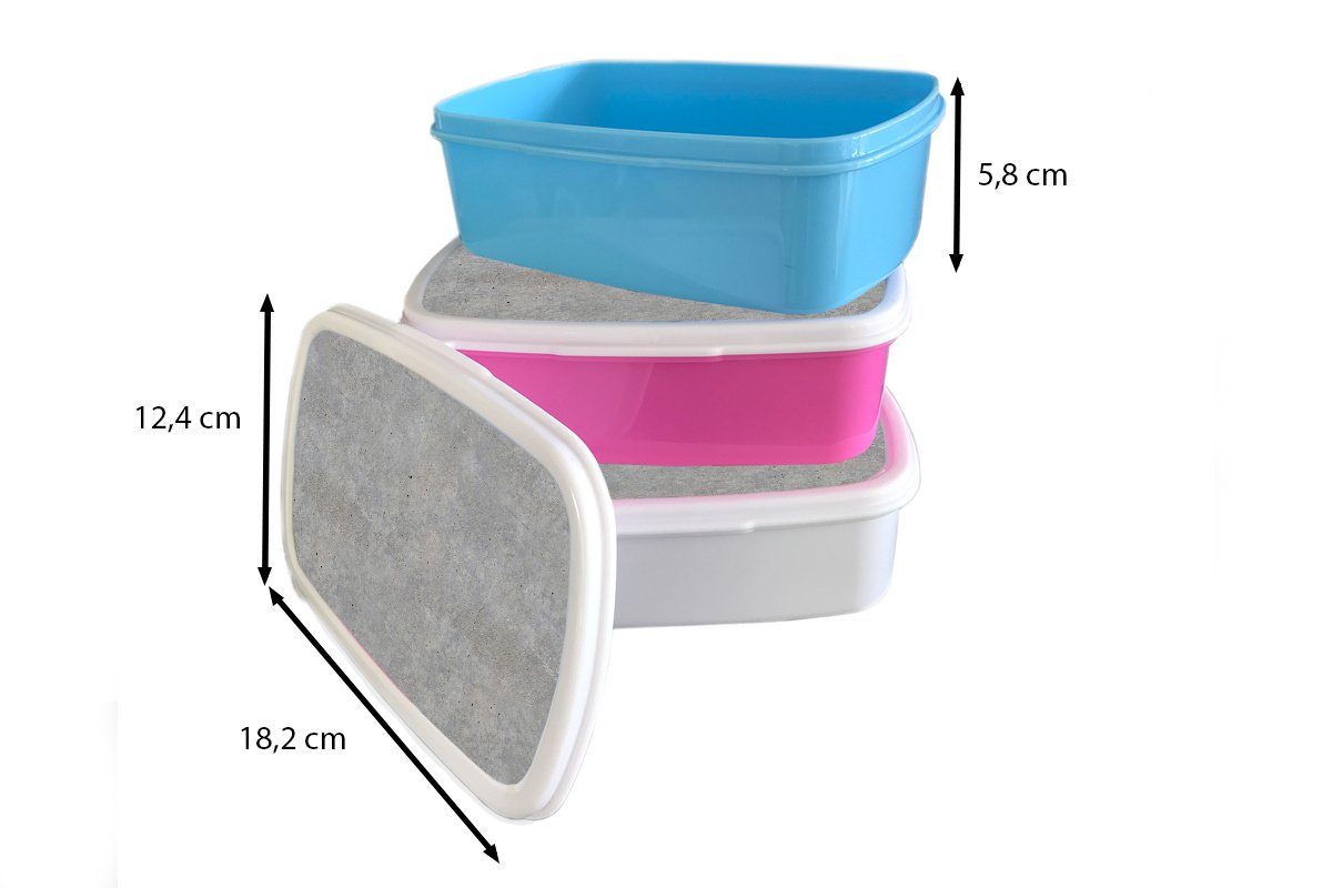 MuchoWow Lunchbox Beton - Muster Snackbox, Brotdose Erwachsene, Brotbox Kunststoff, rosa Industriell, Kinder, für Mädchen, Kunststoff - (2-tlg)