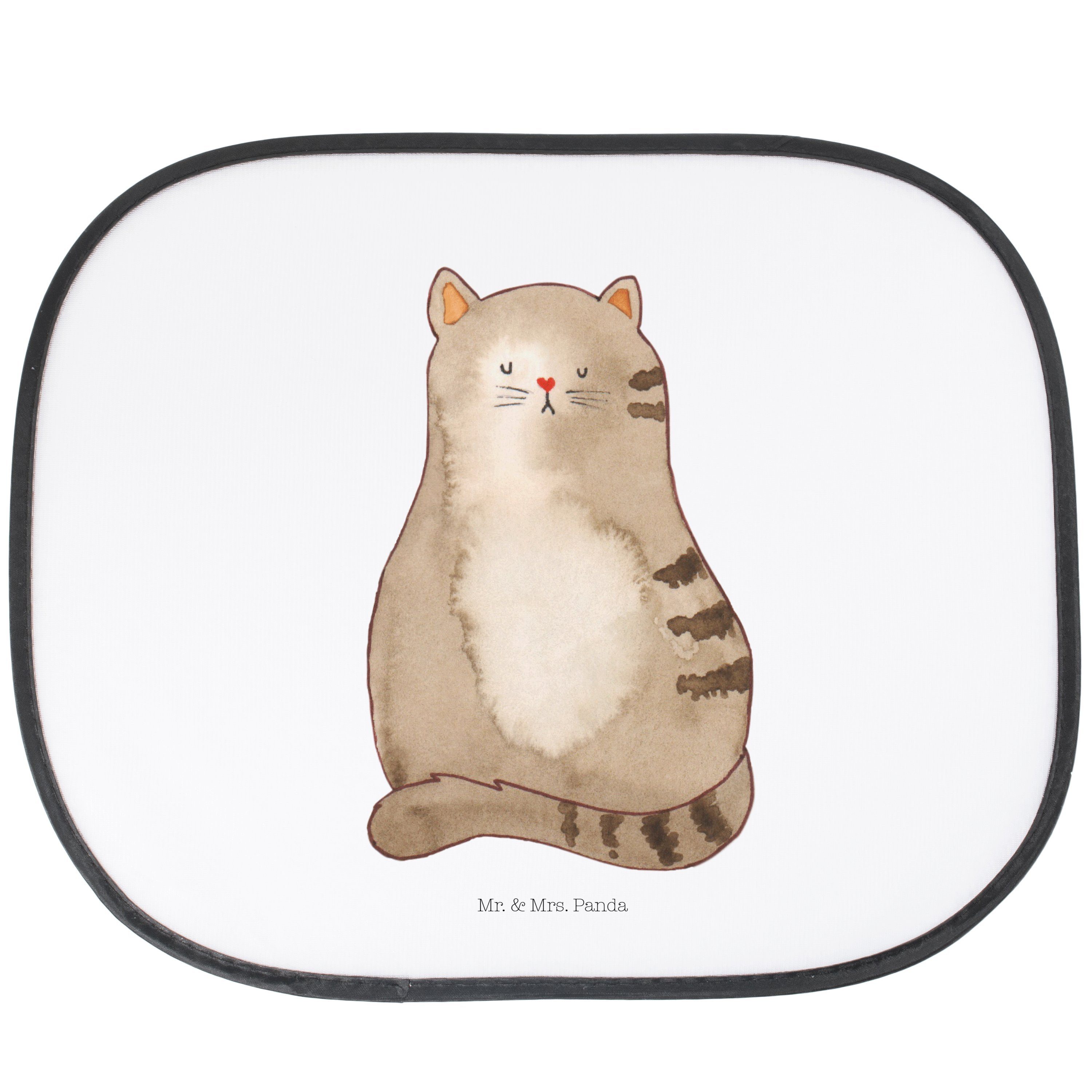 Sonnenschutz Katze sitzend - Weiß - Geschenk, Katzenbesitzerin, Katzenmotiv, Liebe, Mr. & Mrs. Panda, Seidenmatt
