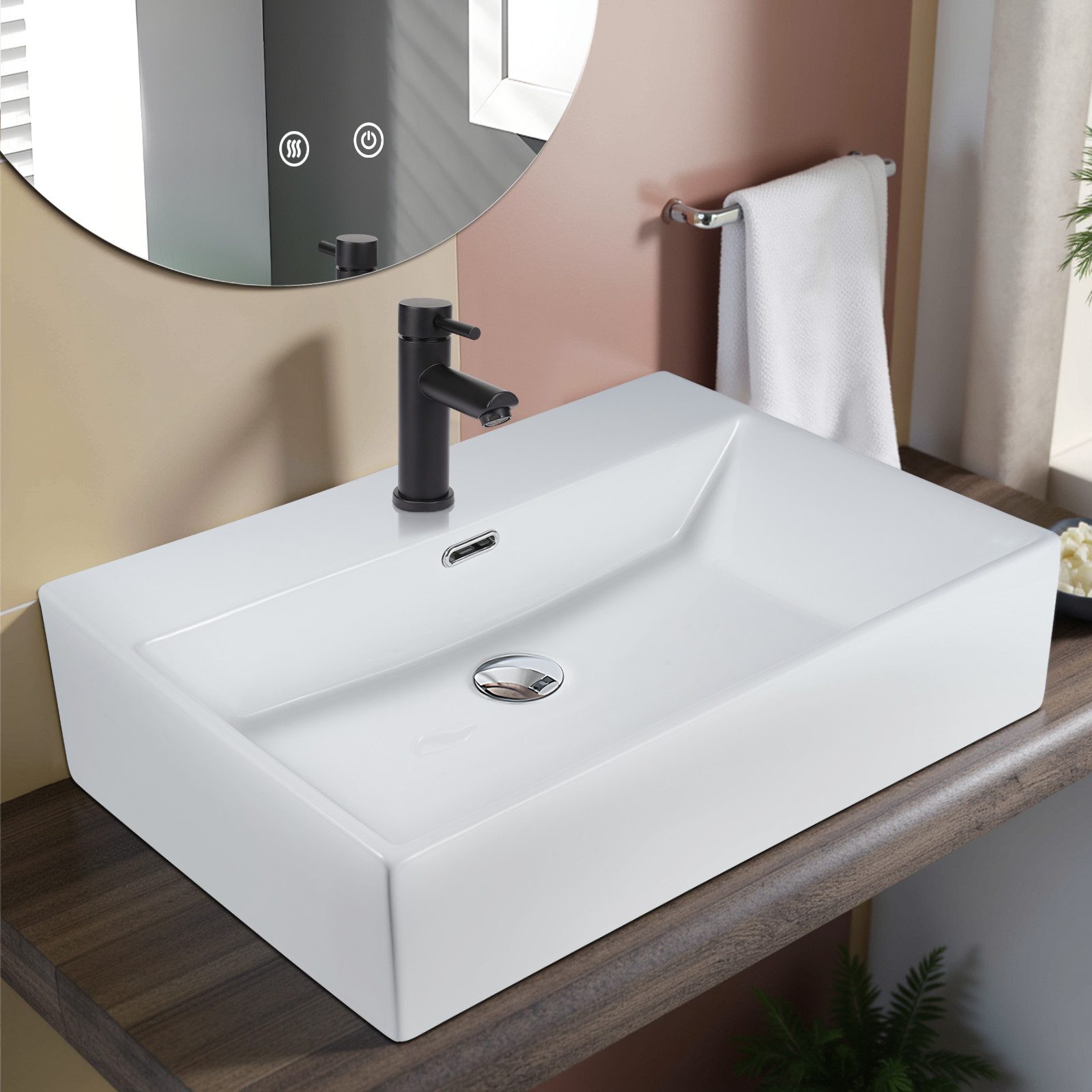 Nettlife Waschbecken Badezimmer Aufsatzwaschbecken Keramik Eckig günstig online kaufen