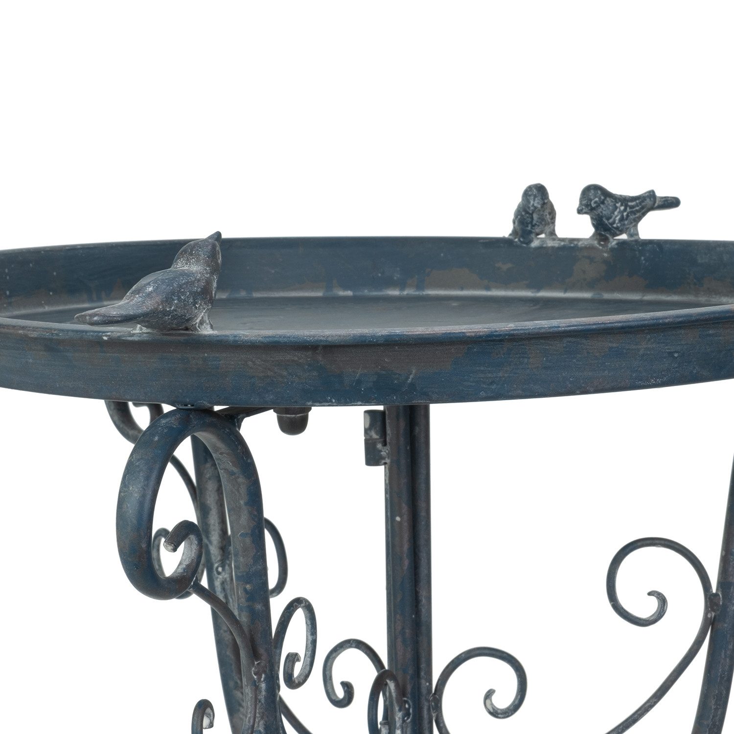Moritz Vogeltränke Vogeltränke blau mit drei kleinen Vögeln auf der Wasserschale