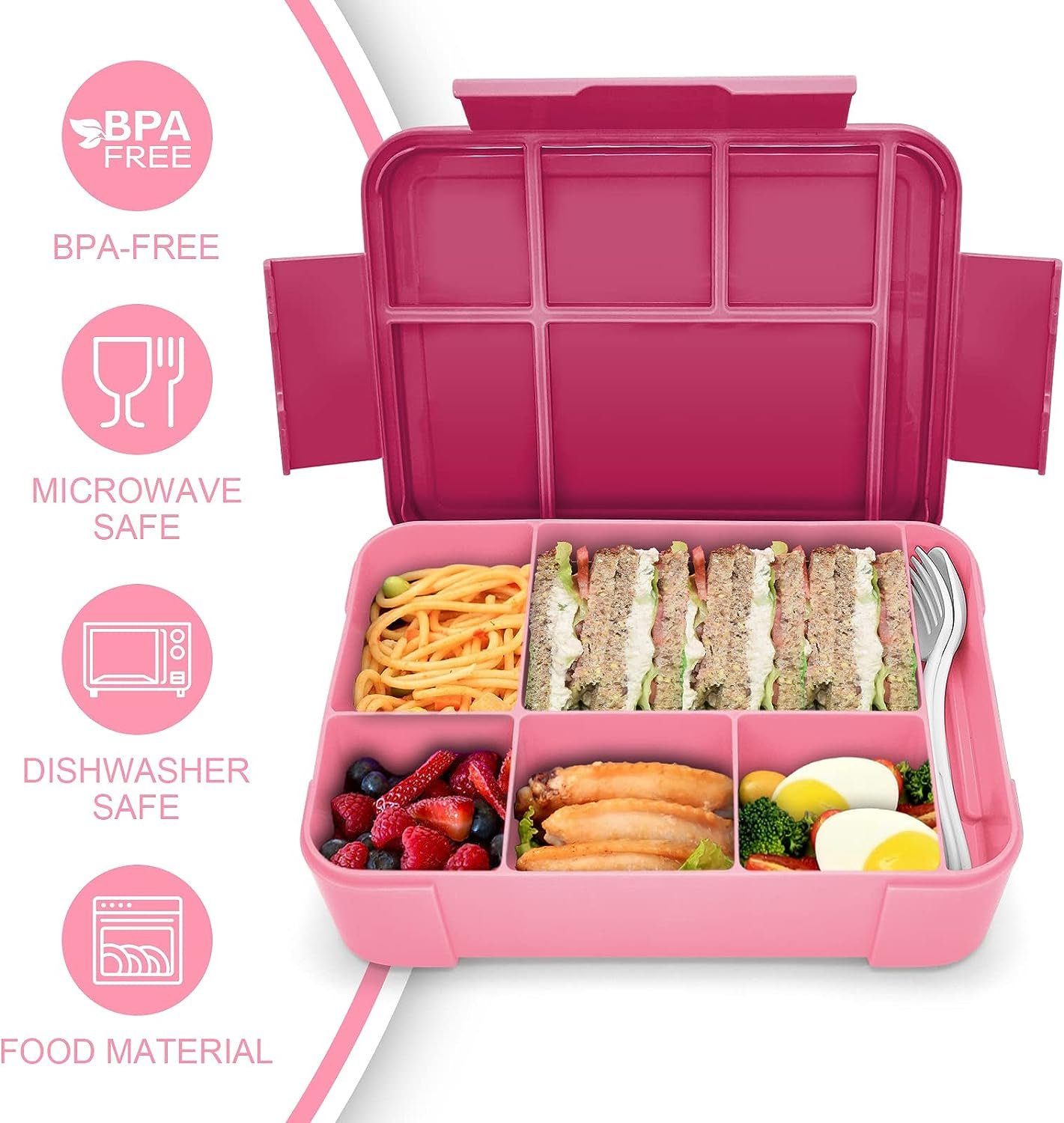 pink mit Kinder, Kinder, Auslaufsicher 1300ml Haiaveng Fächern, Lunchbox Jausenbox Bento Kinder Brotdose Lunchbox Box, Vesperdose
