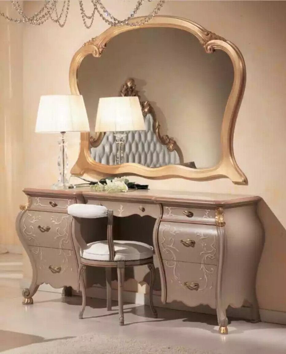 Italy Schminktisch Made Set Möbel (2-St., + Schlafzimmer Spiegel), Design Schminktisch Konsole Schminktisch Spiegel JVmoebel Nur in
