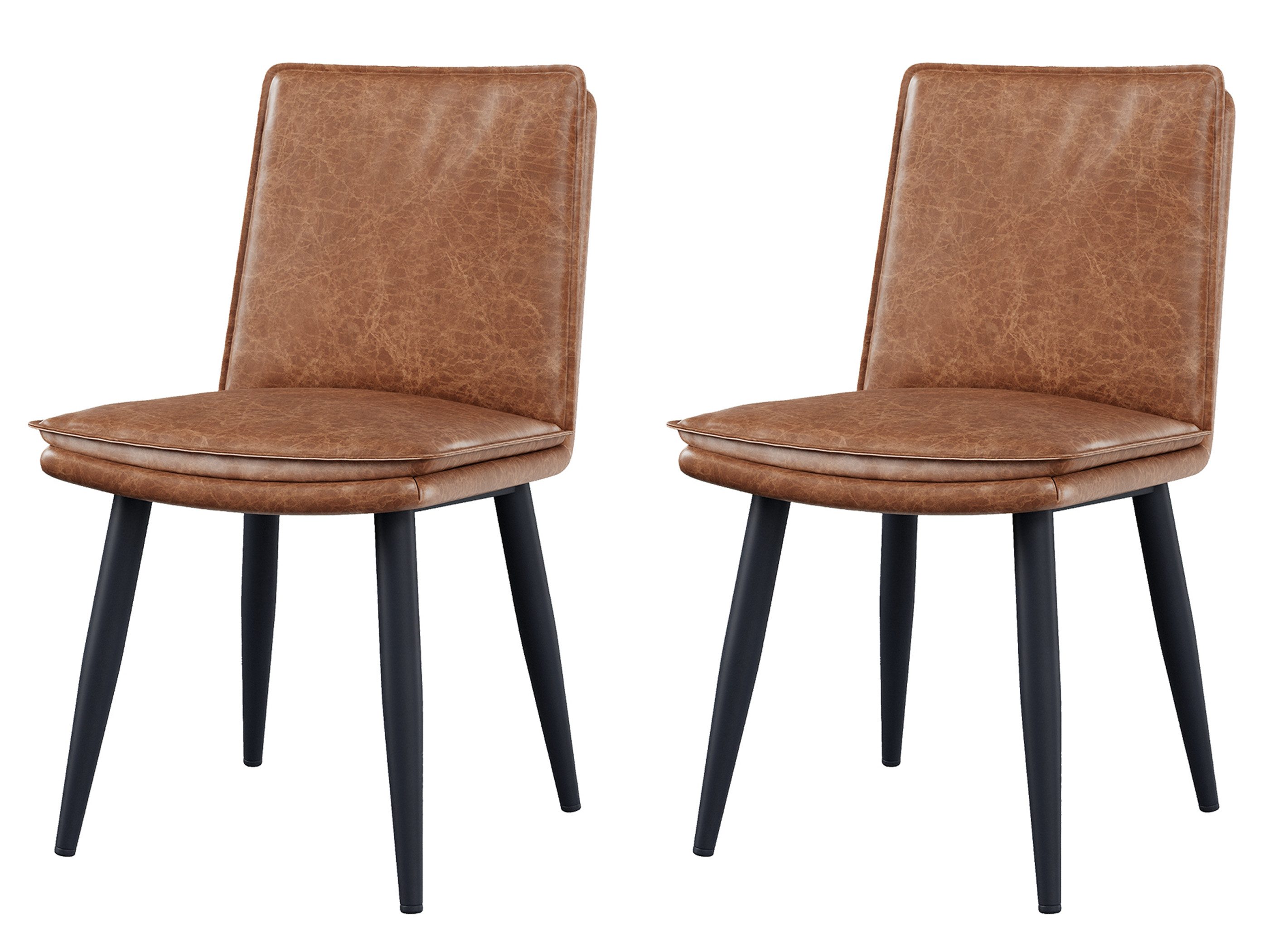 SeedWave Esszimmerstuhl Set aus 2, PU Leder Küchenstühle mit Gepolstertem Sitz, Metallfüßen, 50cm Sitztiefe, Anti-Rutsch-Pad