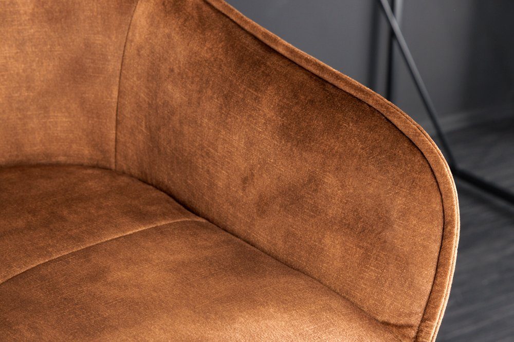 riess-ambiente Barhocker EUPHORIA rost braun/schwarz – Samt, Metall-Beine, mit Lehne (Einzelartikel, 1 St), bequeme Polsterung mit Fußablage – ideal für Bar ode – Bild 4 von 5