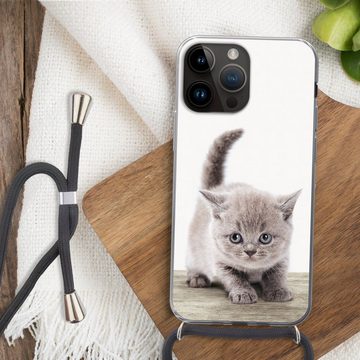 MuchoWow Handyhülle Kätzchen - Katze - Haustiere - Jungen - Kinder - Mädchen, Handyhülle Telefonhülle Apple iPhone 14 Pro Max