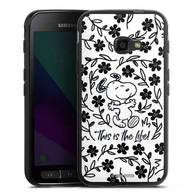 DeinDesign Handyhülle Peanuts Blumen Snoopy Snoopy Black and White This Is The Life, Samsung Galaxy Xcover 4 Silikon Hülle Bumper Case Handy Schutzhülle