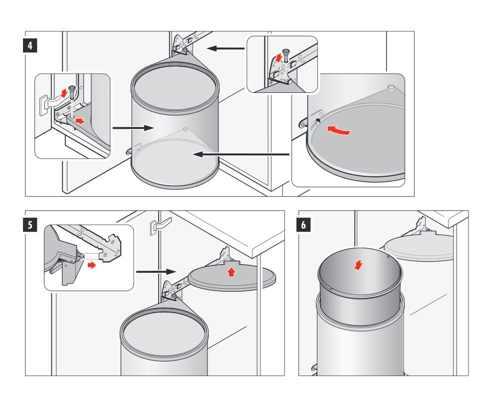 400 40cm Swing mm Liter Einbaumülleimer Abfallsammler ab Schrankbreite Hailo MB Box mit Drehtür, ab der 3715901 Big für schwenkt Schrankbreite Drehtür weiß mit 15