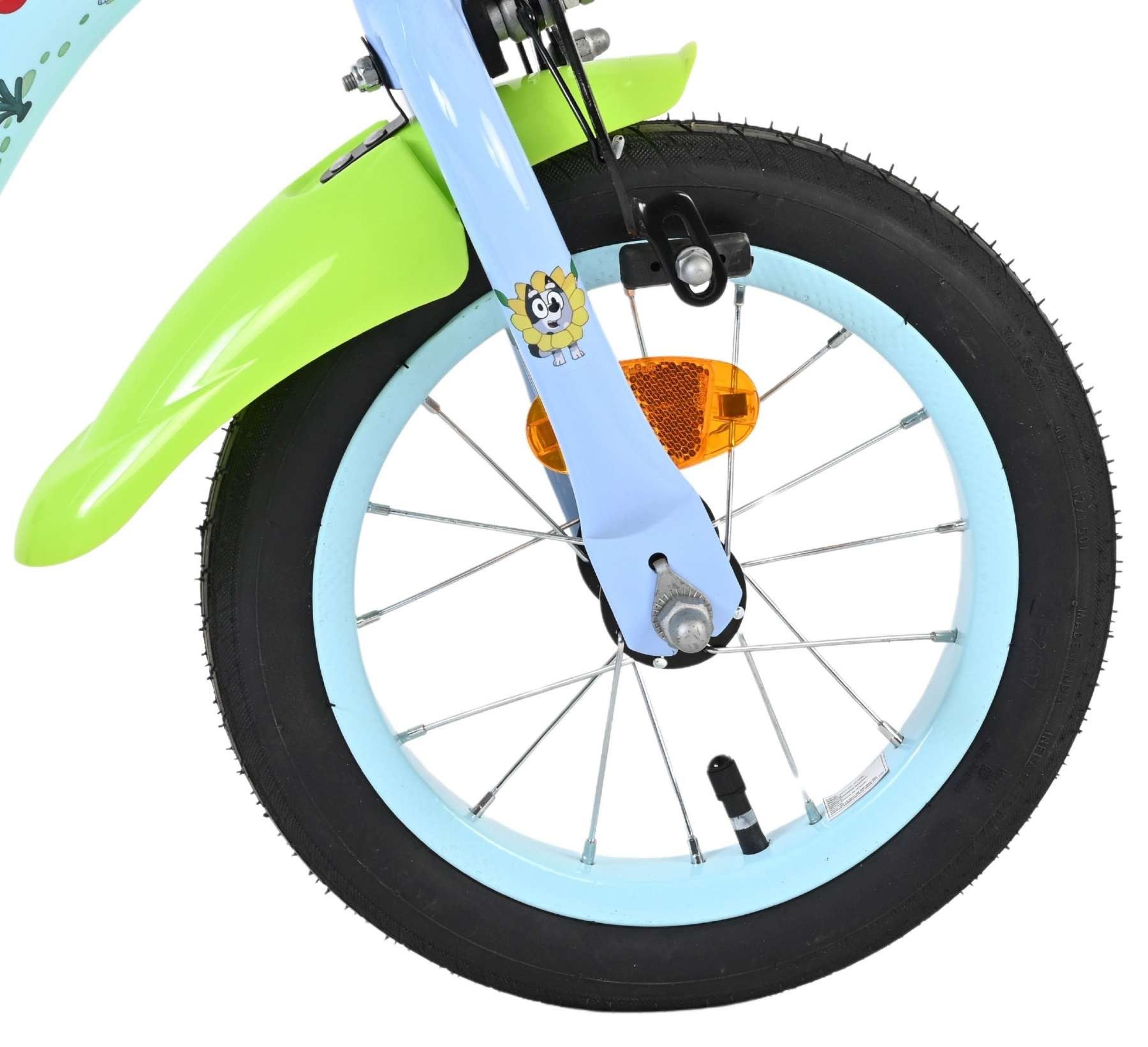 Volare Kinderfahrrad Bluey 12 Zoll Hellblau – Mit Stützrädern und zwei Handbremsen, Geschlossener Kettenkasten zum Schutz der Finger, Luftreifen,5 cm