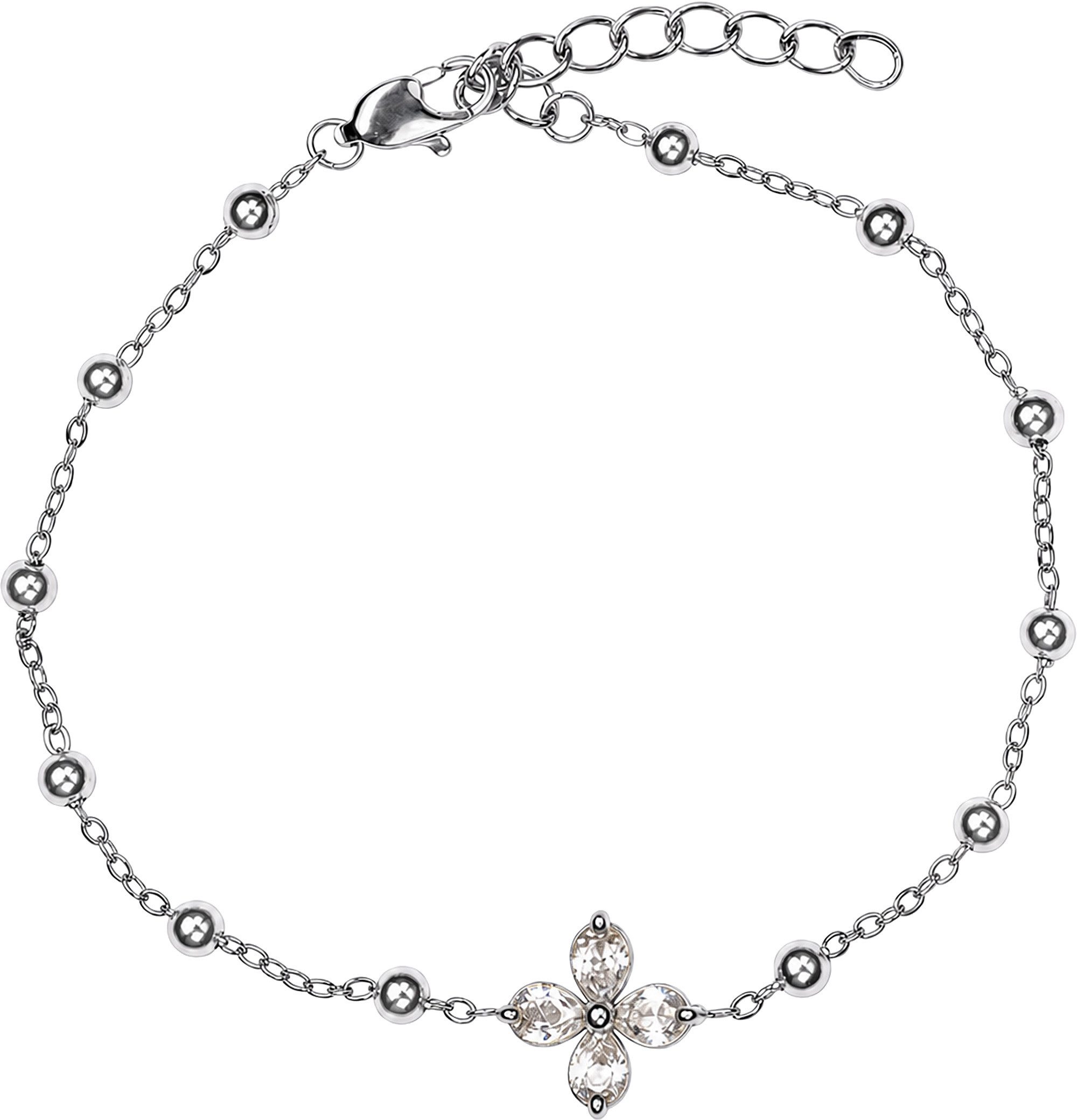 Jacques Lemans Edelstahlarmband Blume, mit Zirkonia (synth)