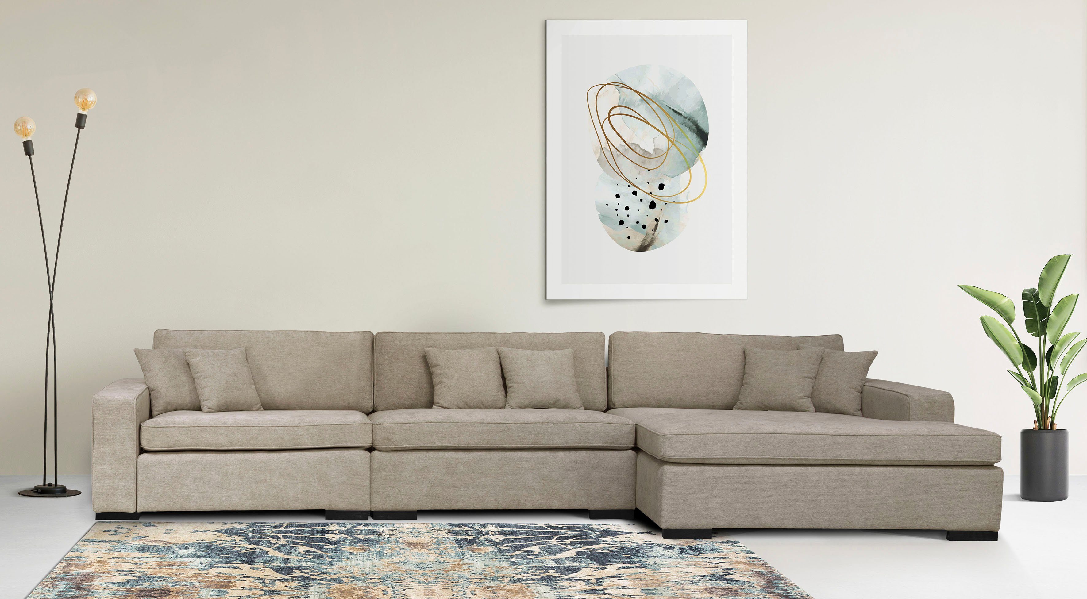 Home affaire Ottomane Skara L-Form, Lounge-Sofa mit Federkernpolsterung, in vielen Bezugsvarianten