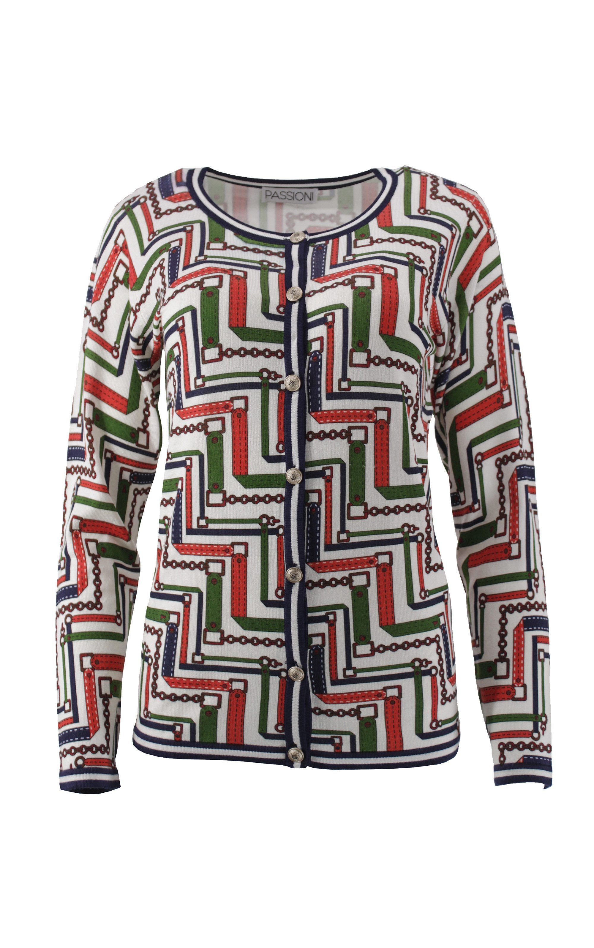 Passioni Cardigan Twinset mit klassischem Schal-Print