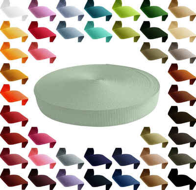 maDDma 50m PP Gurtband, Polypropylen, 25mm breit, 1,3mm stark, Farbwahl Rollladengurt, 770 blassgrün