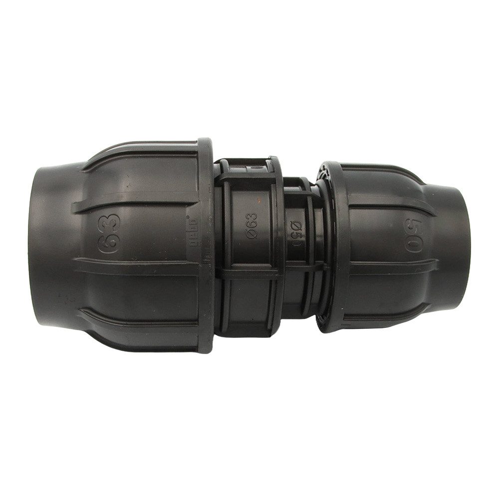 Steckfitting PE Rohr Kupplung 63x50 mm Reduzierung Verjüngung Verschraubung
