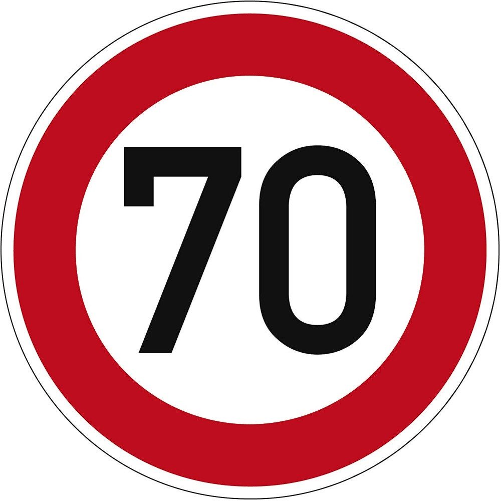 Verkehrsschild Verkehrszeichen Zulässige Höchstgeschwindigkeit 70 Nr. 274-70, Ø 420m
