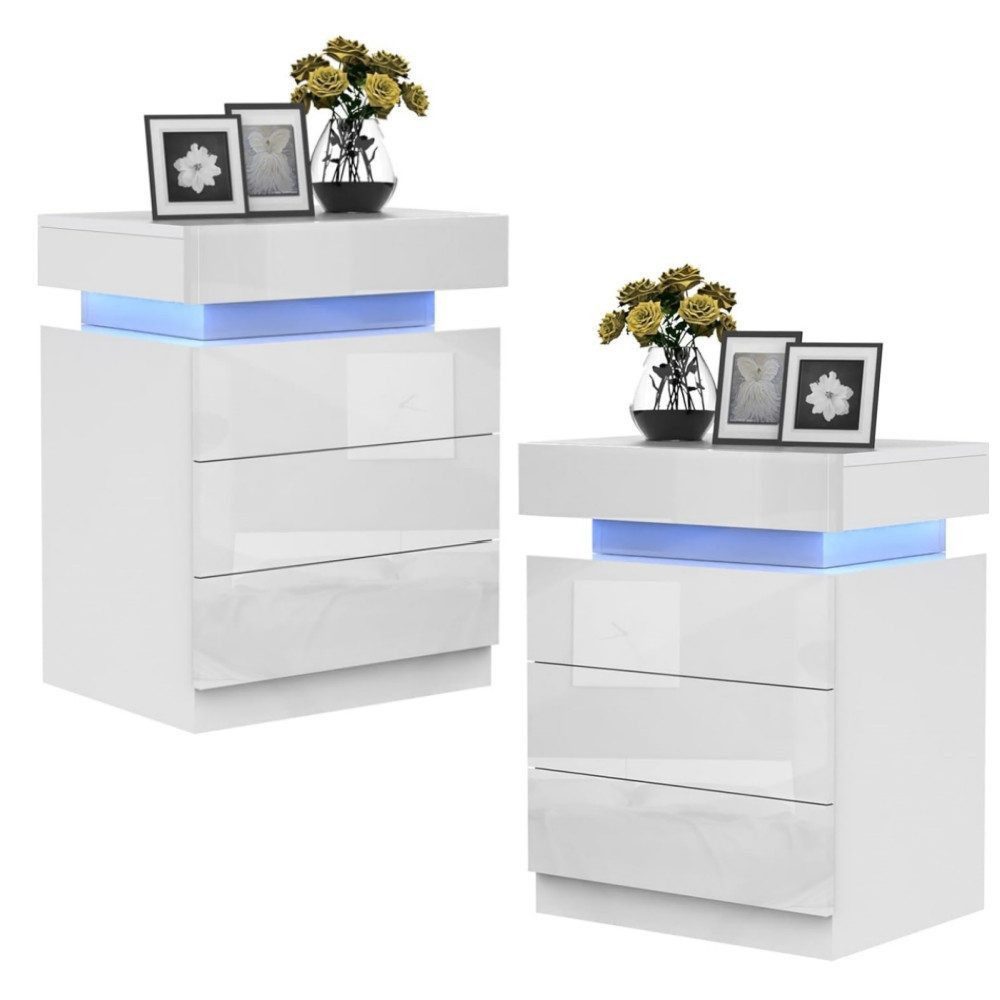 LETGOSPT Nachttisch Nachtschrank mit LED-Streifen,Nachtkommode mit günstig online kaufen