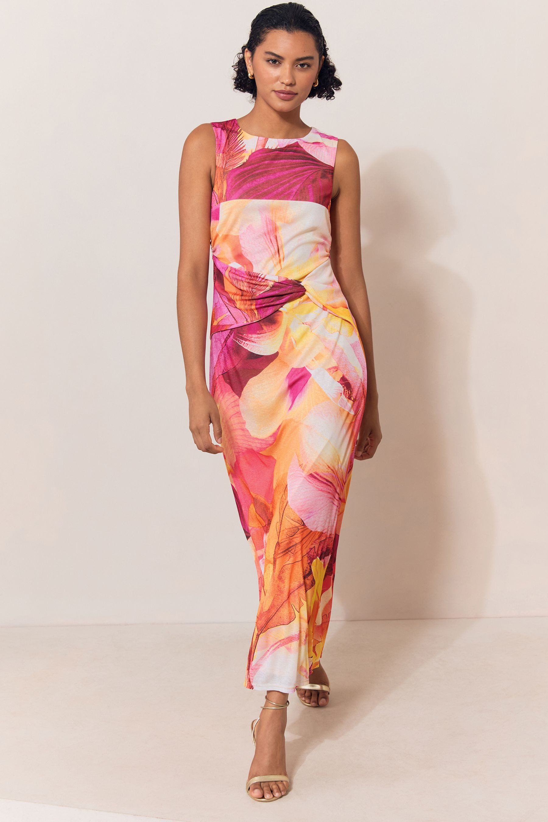 LIPSY Tüllkleid Lipsy ärmelloses Maxikleid mit Mesh und Knoten (1-tlg) – Bild 4 von 4