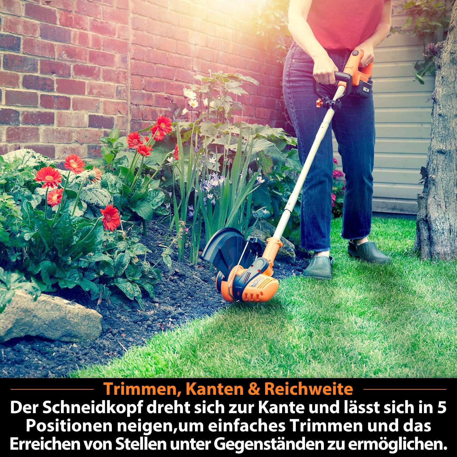 Lawnmaster OcuMow® robotic lawnmower with 24V MAX cordless operation, for lawns up to 300 m², 10-inch grass trimmer combo set, automatic obstacle avoidance