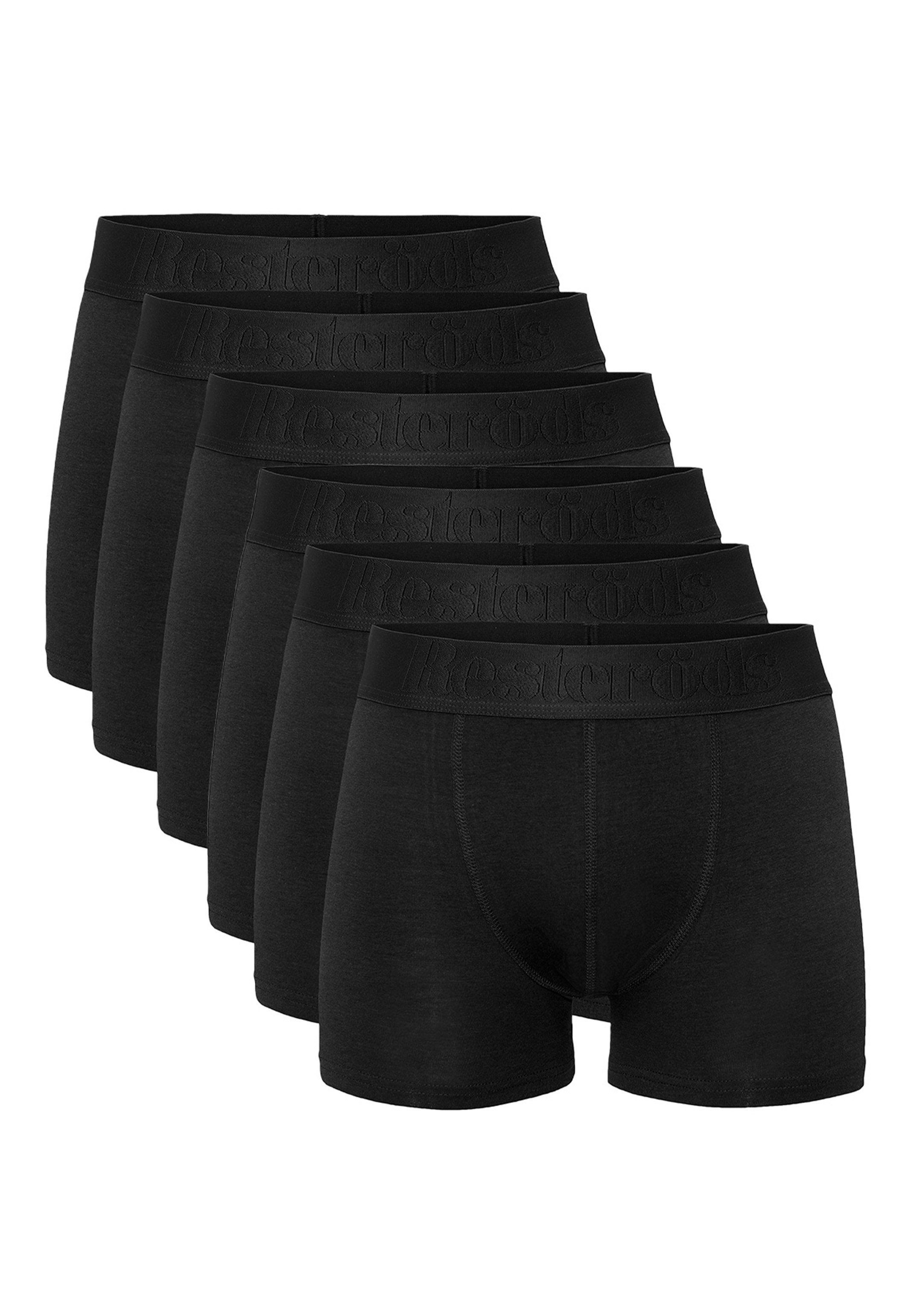 Baumwolle Retro Schwarz Resteröds Cotton 6-St) Retro - Boxer Bio-Baumwolle / Mit Organic - Pant Pack Ohne (Spar-Set, Short 6er - Eingriff