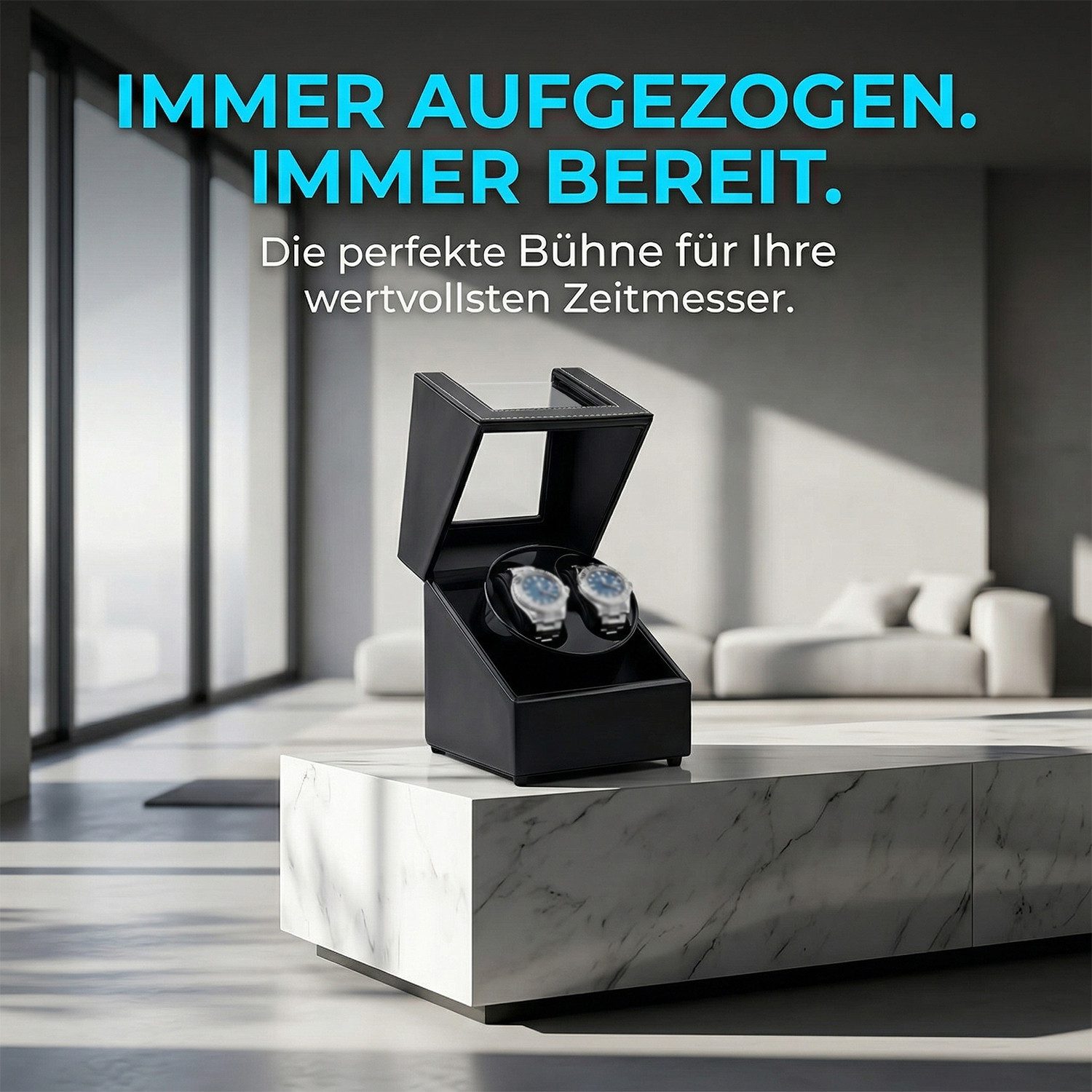 AKKEE Uhrenbeweger 2 Uhren Automatik Uhrenbeweger Box, Leiser Motor, Uhrenboxen, Uhrenkasten Uhrenbeweger 2 Uhr, USB-Ladekabel