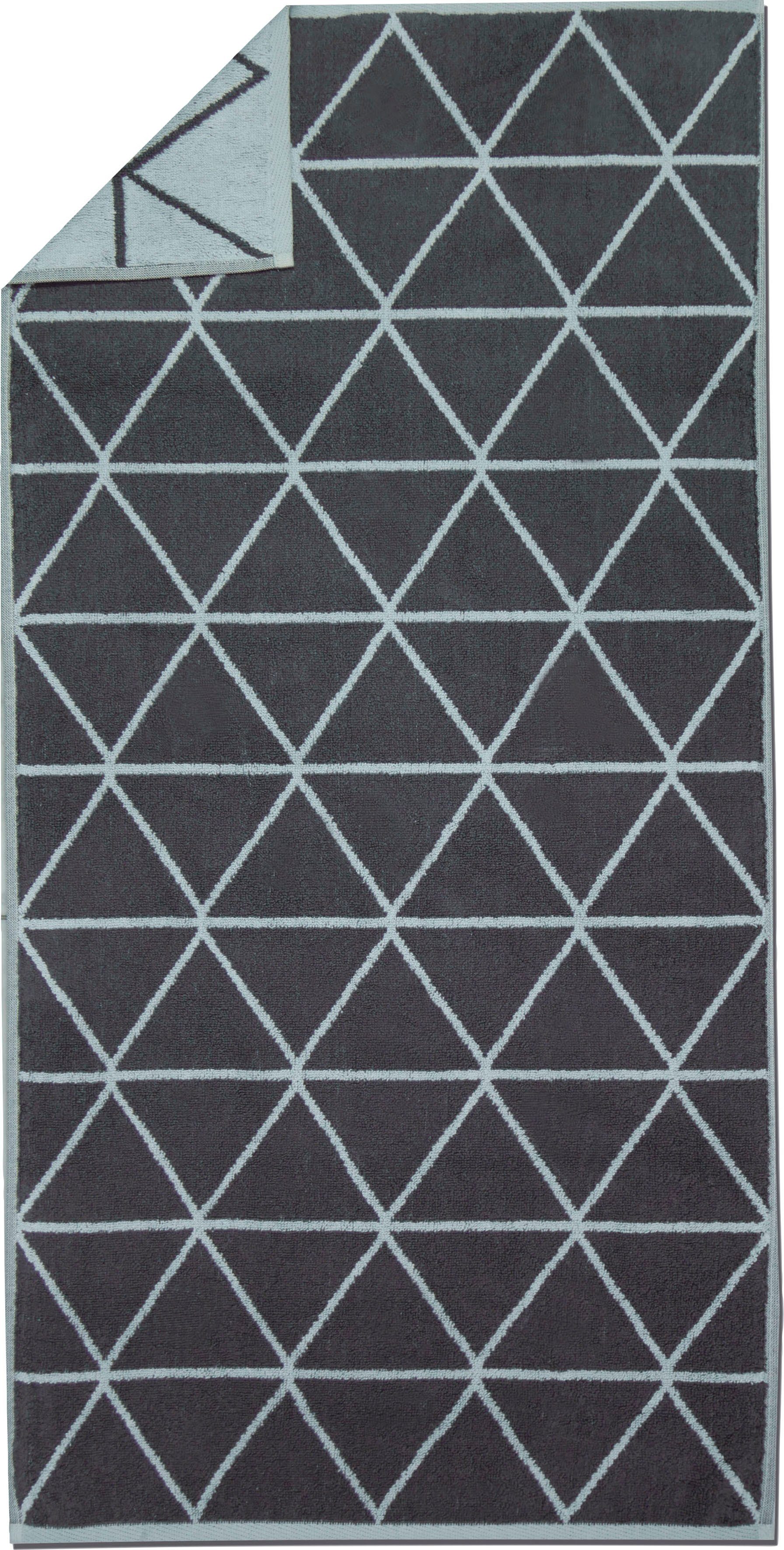 freundin Home Collection Freundin Jacquard-Zwirnfrottier Duschtuch mit anthrazit skandinavischem (1-St), Triangle Design Graphics