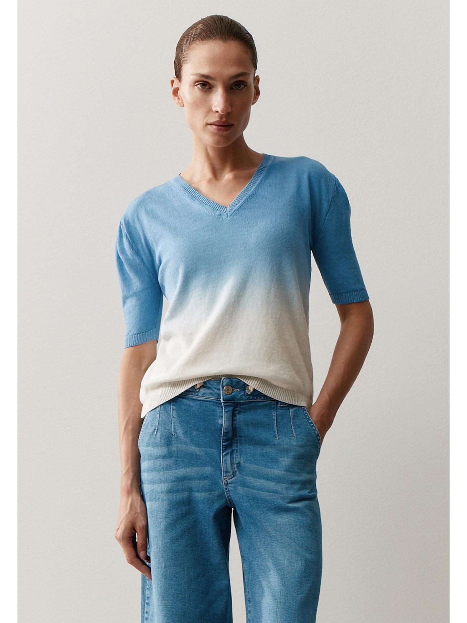 MORE&MORE Strickpullover leichter, trendy V-Neck Pullover