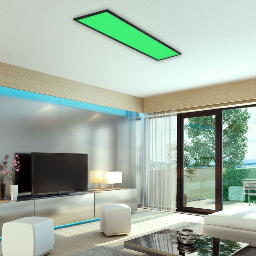 Briloner Leuchten LED Deckenleuchte 7054-015, Dimmfunktion, LED fest integriert, 2700K - Extra-Warmweiß, Deckenlampe, 100x25x6,6cm, Schwarz, 24W, Wohnzimmer, Schlafzimmer