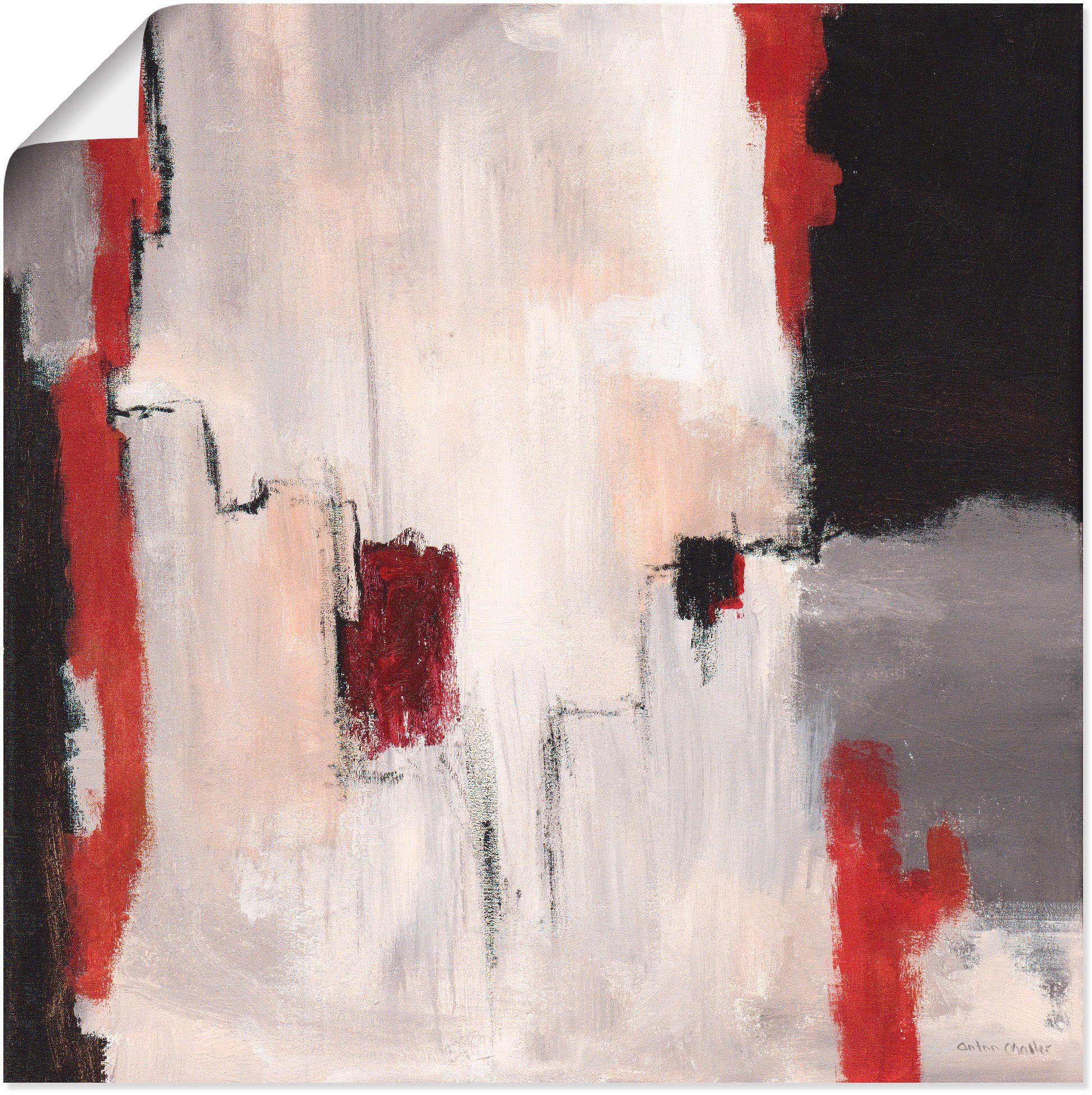 Artland Wandbild Rot an Grau Gegenstandslos oder Abstrakt, versch. - Leinwandbild, in St), Größen (1 als Wandaufkleber Alubild, I Poster