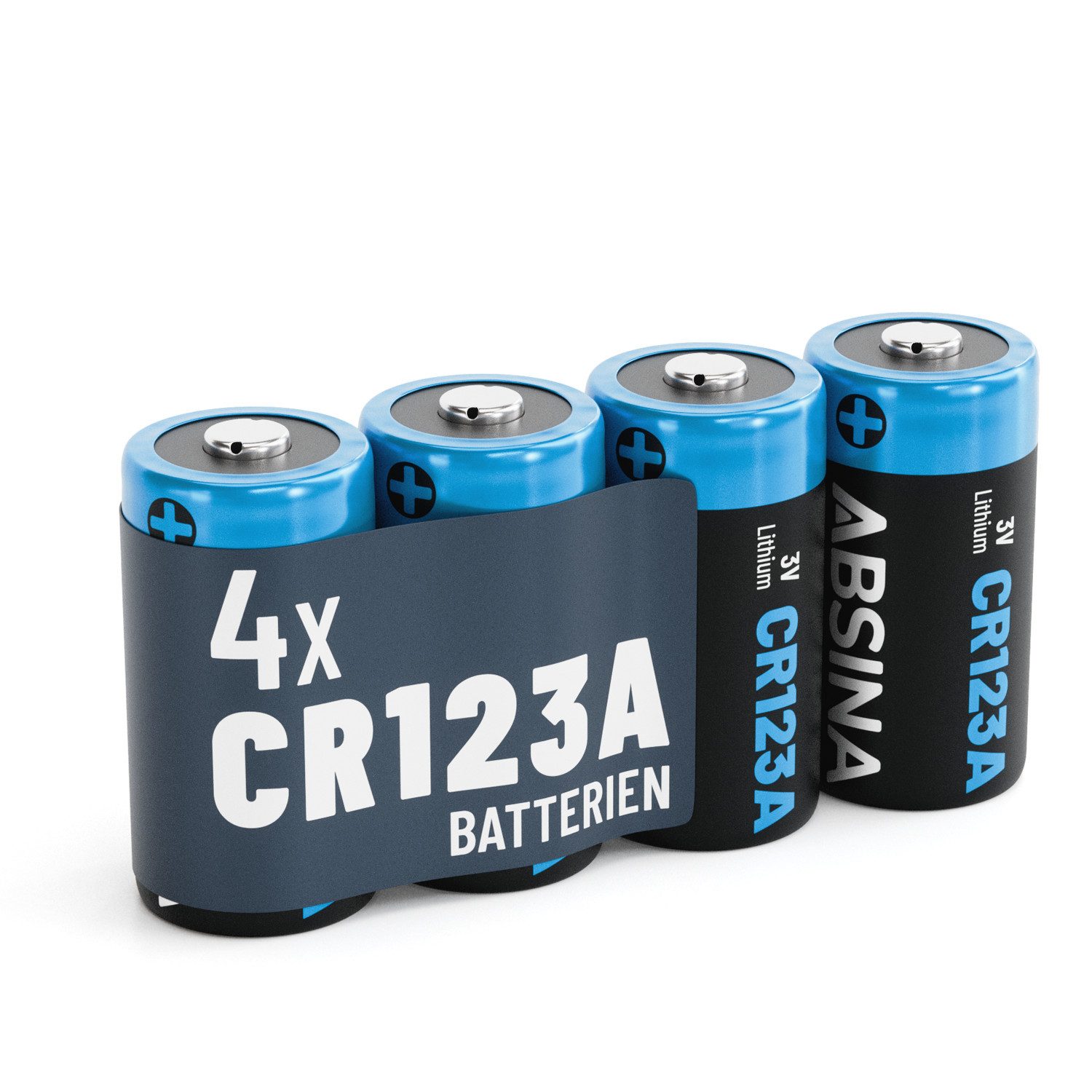 ABSINA 4x CR123A 3V Lithium Batterie für Kamera, Fotoapparat, auslaufsicher Batterie, (1 St)